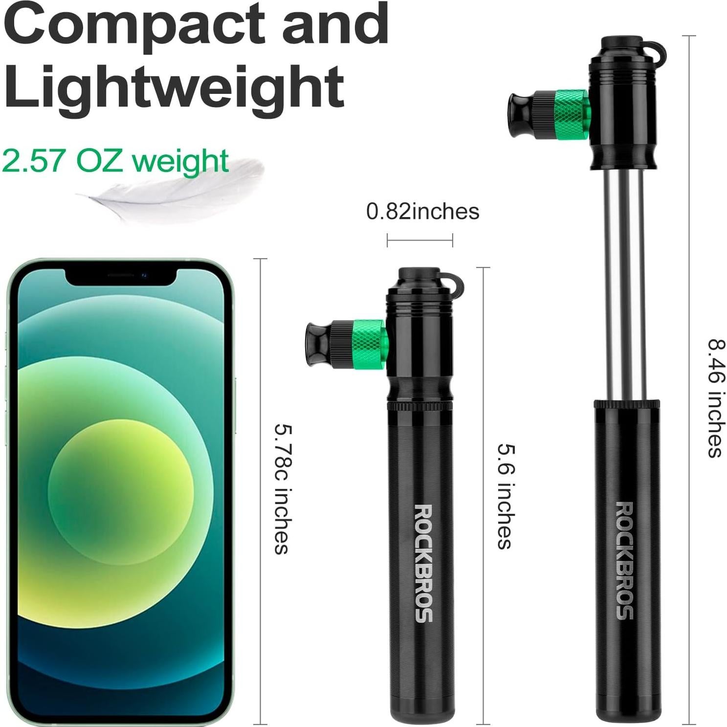 Bomba de Bicicleta ROCKBROS 110 PSI Doble Modo Presta Schrader