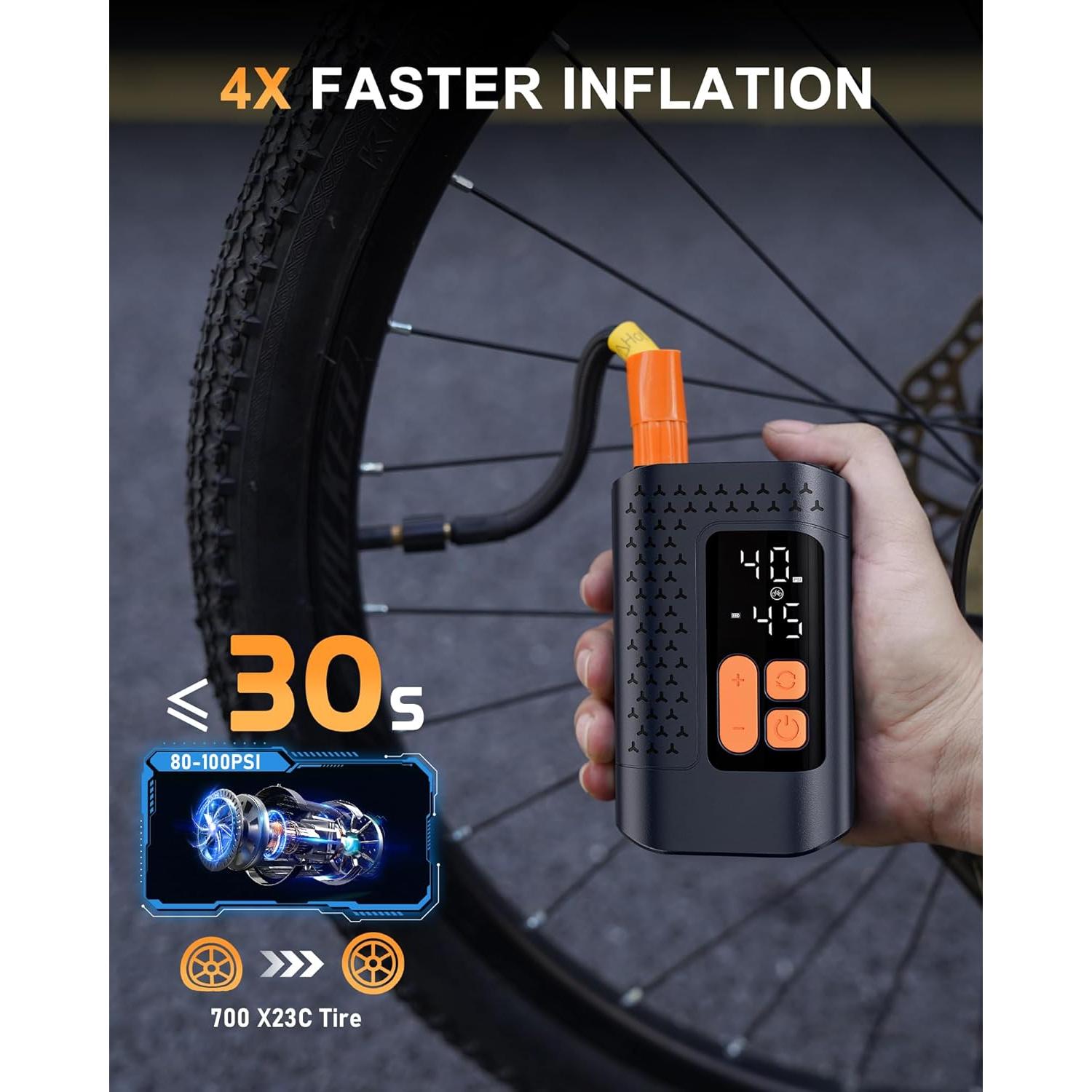 Bomba de Bicicleta Eléctrica Aucoza A5 160 PSI Compacta