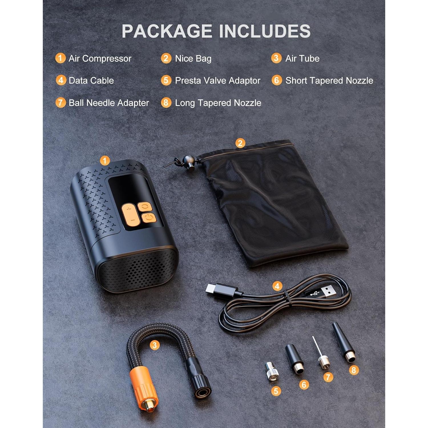 Bomba de Bicicleta Eléctrica Aucoza A5 160 PSI Compacta