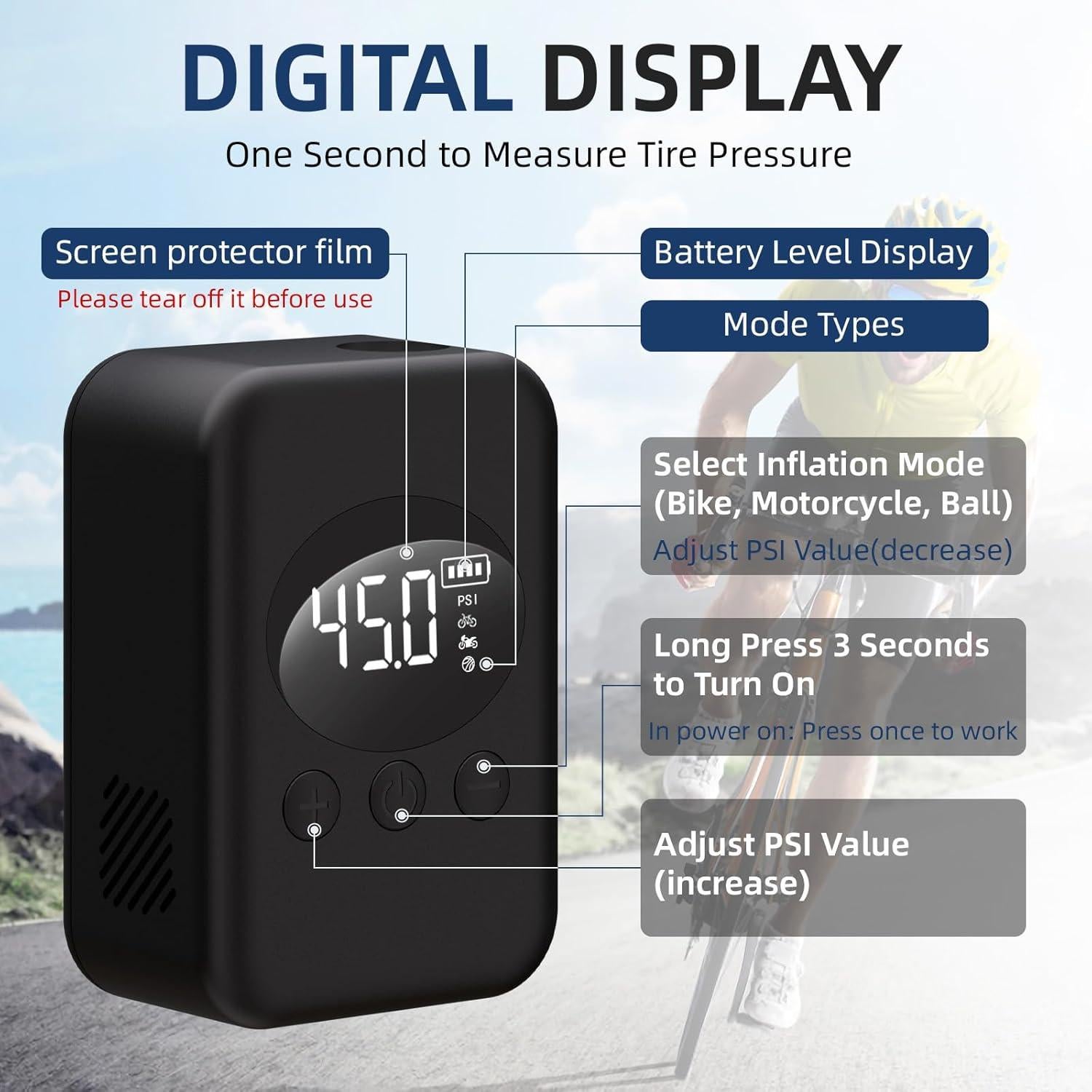 Mini Bomba Eléctrica de Neumáticos UpSpotie 150 PSI Portátil