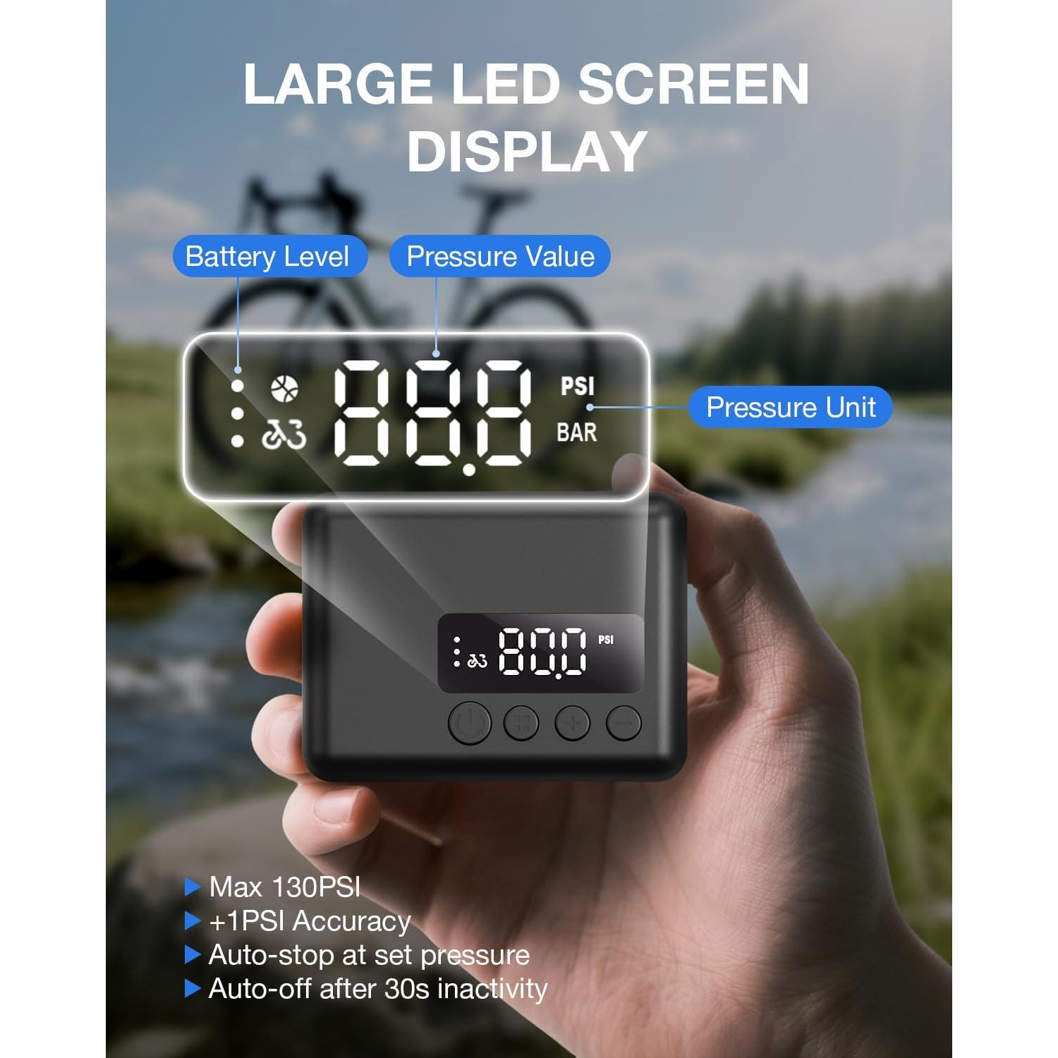 Mini Bomba Eléctrica de Bicicleta Tenlox 150, Inflado Rápido 25s