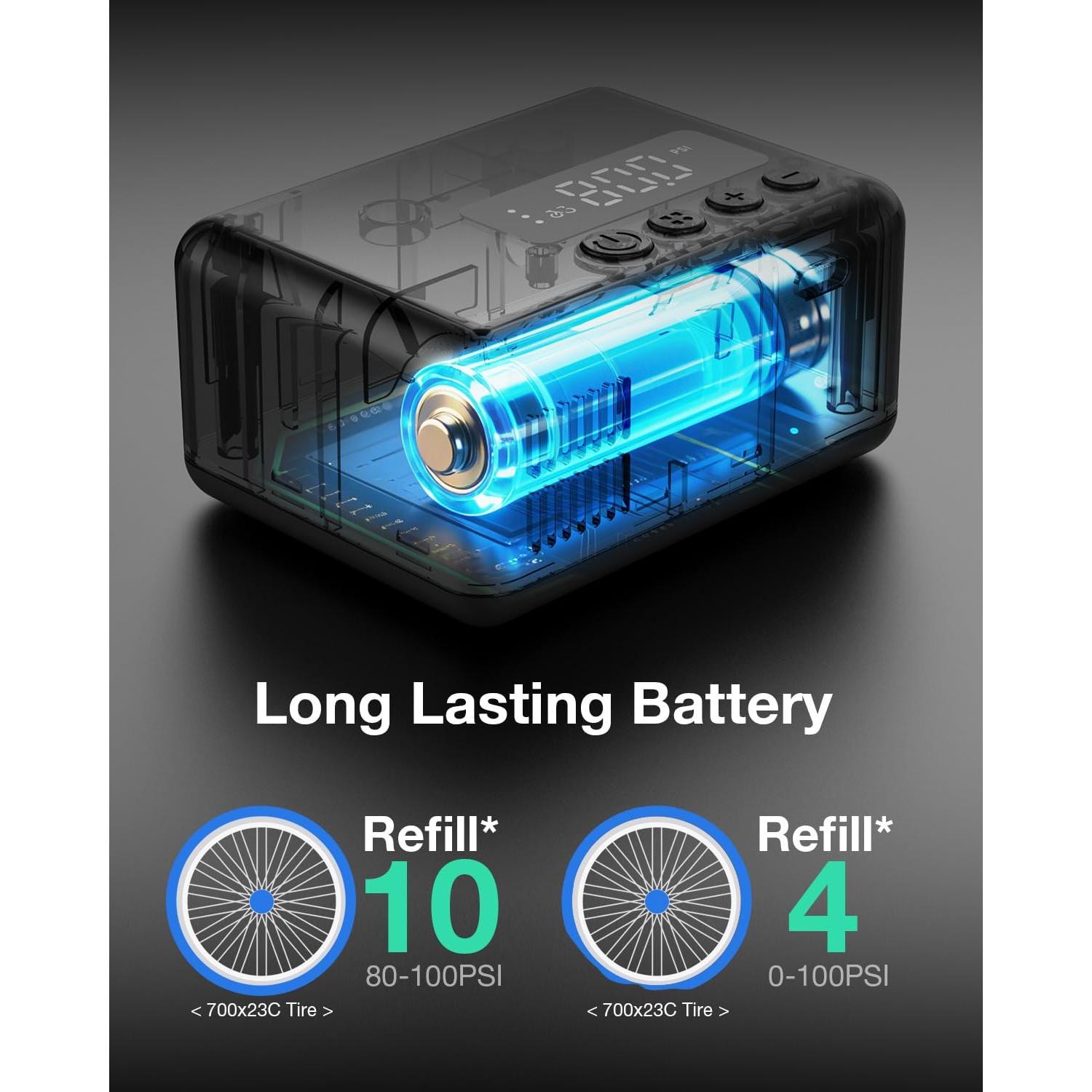 Mini Bomba Eléctrica de Bicicleta Tenlox 150, Inflado Rápido 25s