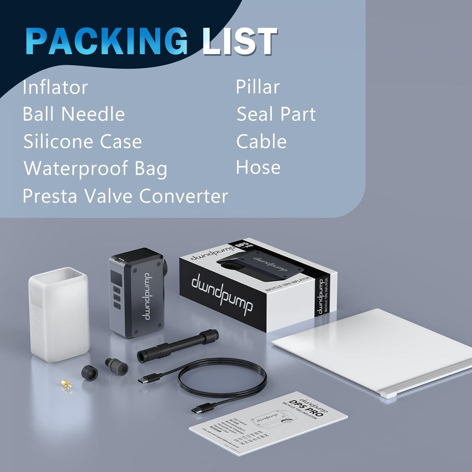 Mini bomba eléctrica de bicicleta dwndpump DP5 PRO 120 PSI