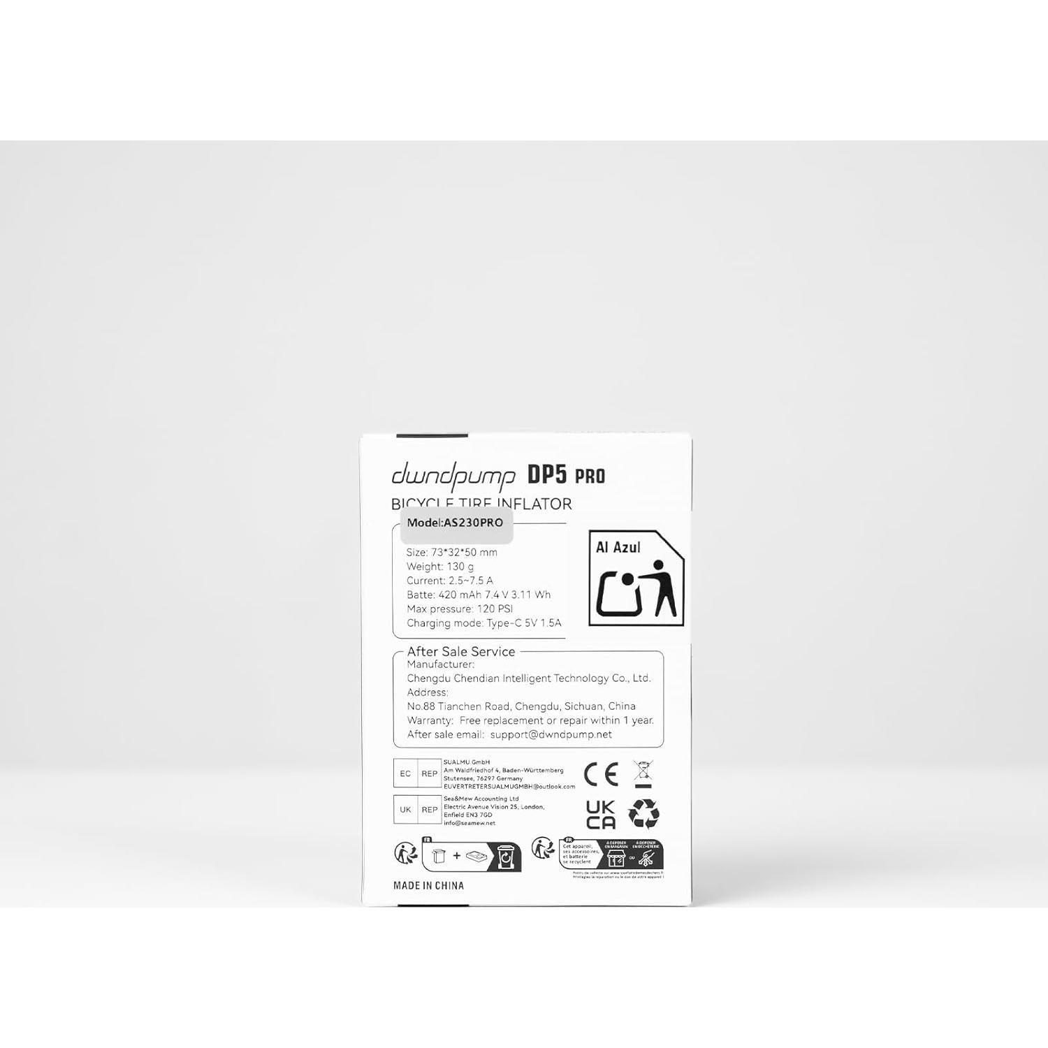 Mini bomba eléctrica de bicicleta dwndpump DP5 PRO 120 PSI