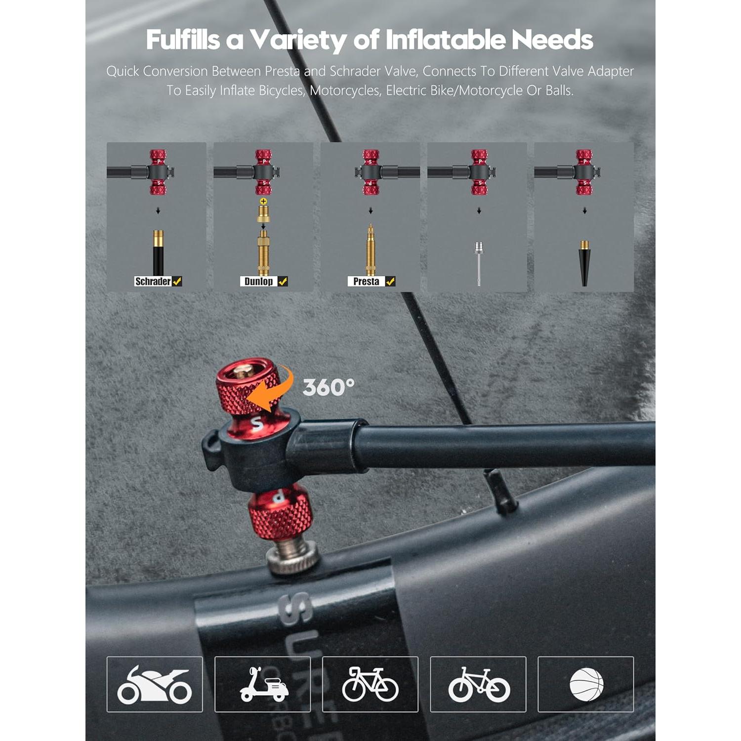 Bomba de Bicicleta Tiakia PG0502SL 220PSI con Manómetro