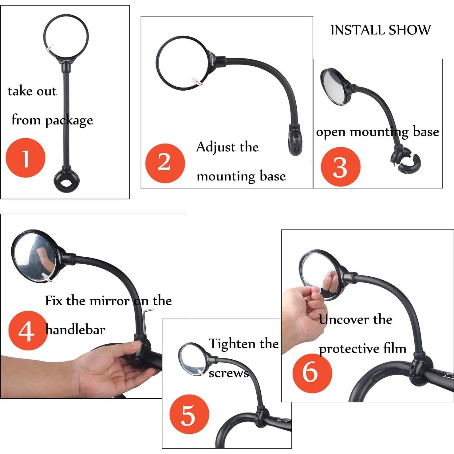 Espejo Retrovisor de Bicicleta DRCKHROS Ajustable 360° 7.62 cm