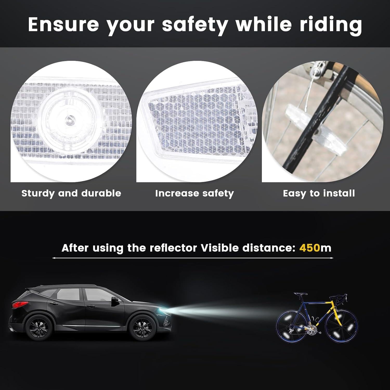 4 Reflectores de Rueda de Bicicleta BOHUIZ Blancos ABS