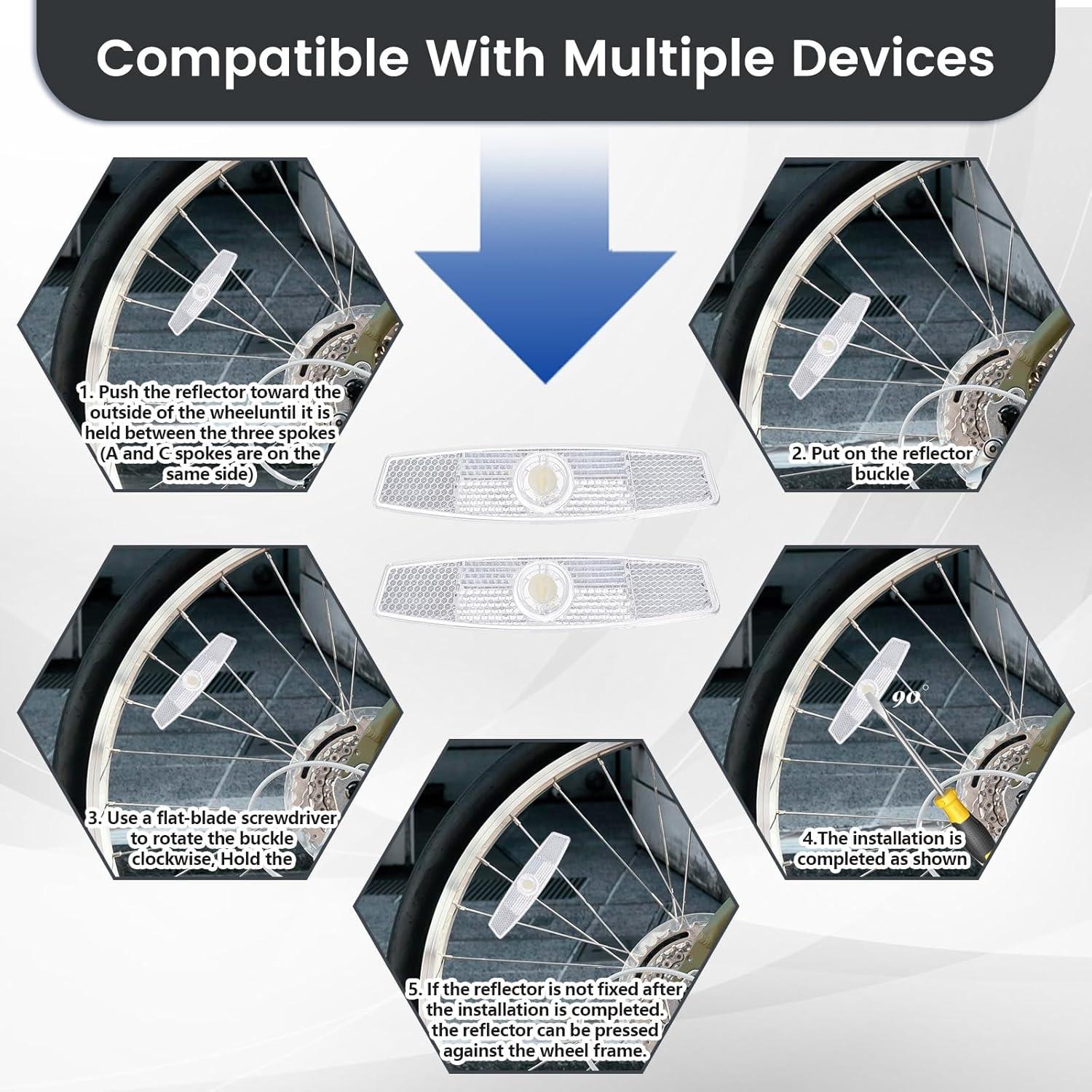 4 Reflectores de Rueda de Bicicleta BOHUIZ Blancos ABS