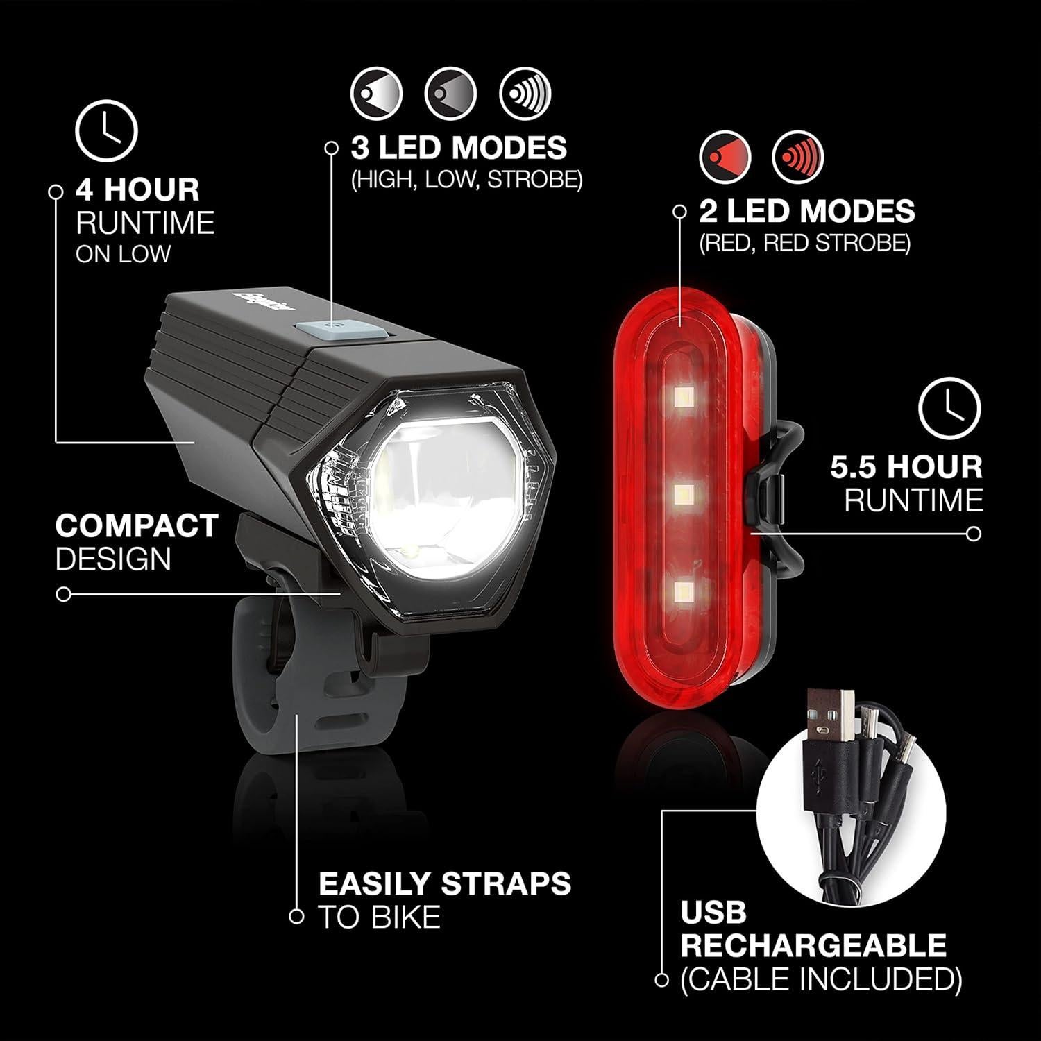 Luz de Bicicleta Recargable Energizer IPX4 LED Delantera y Trasera