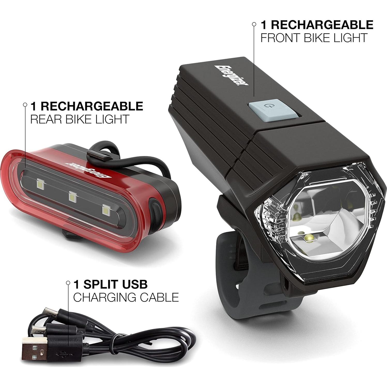 Luz de Bicicleta Recargable Energizer IPX4 LED Delantera y Trasera