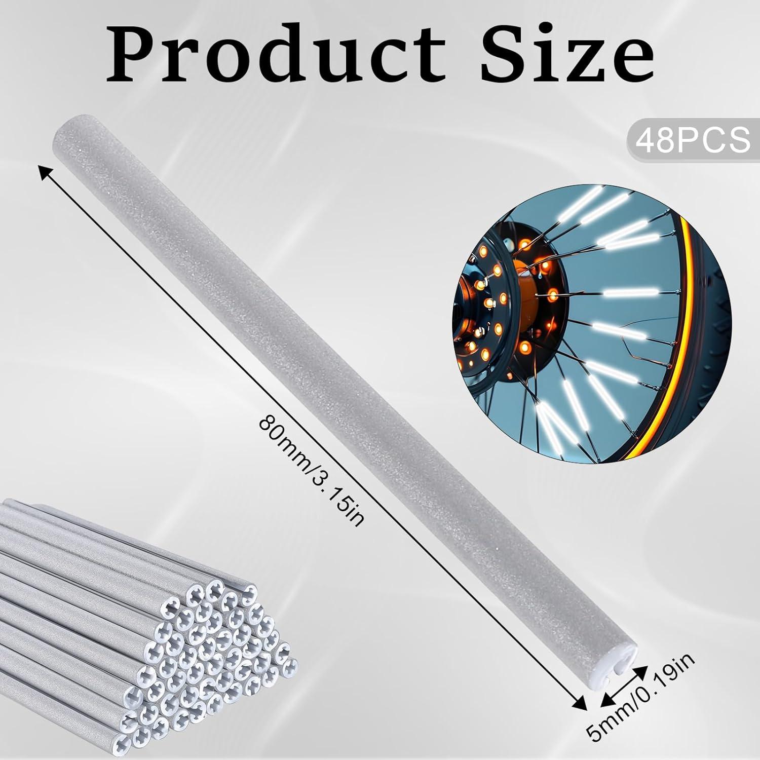 Bewudy 48PCS Reflectores para Radios de Bicicleta Gris Plateado