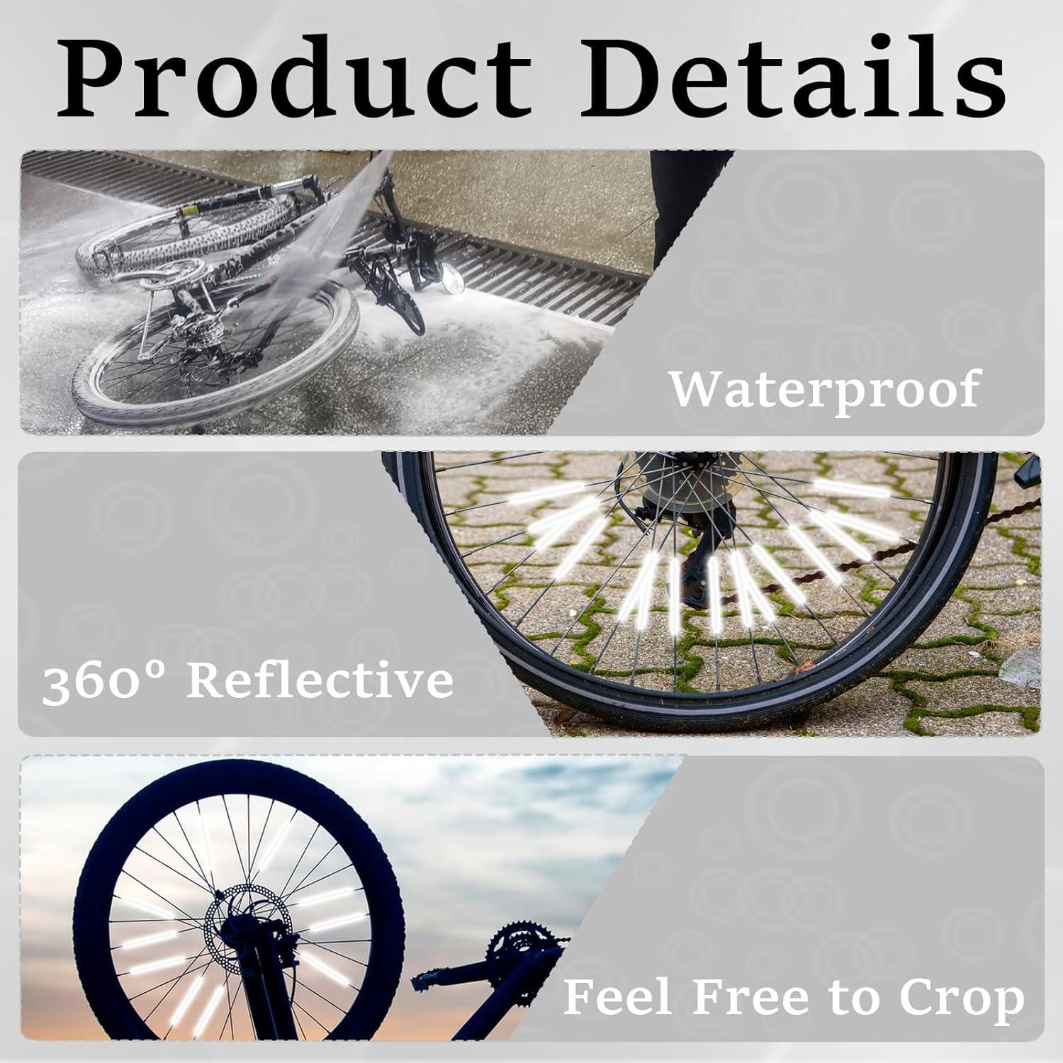 Bewudy 48PCS Reflectores para Radios de Bicicleta Gris Plateado