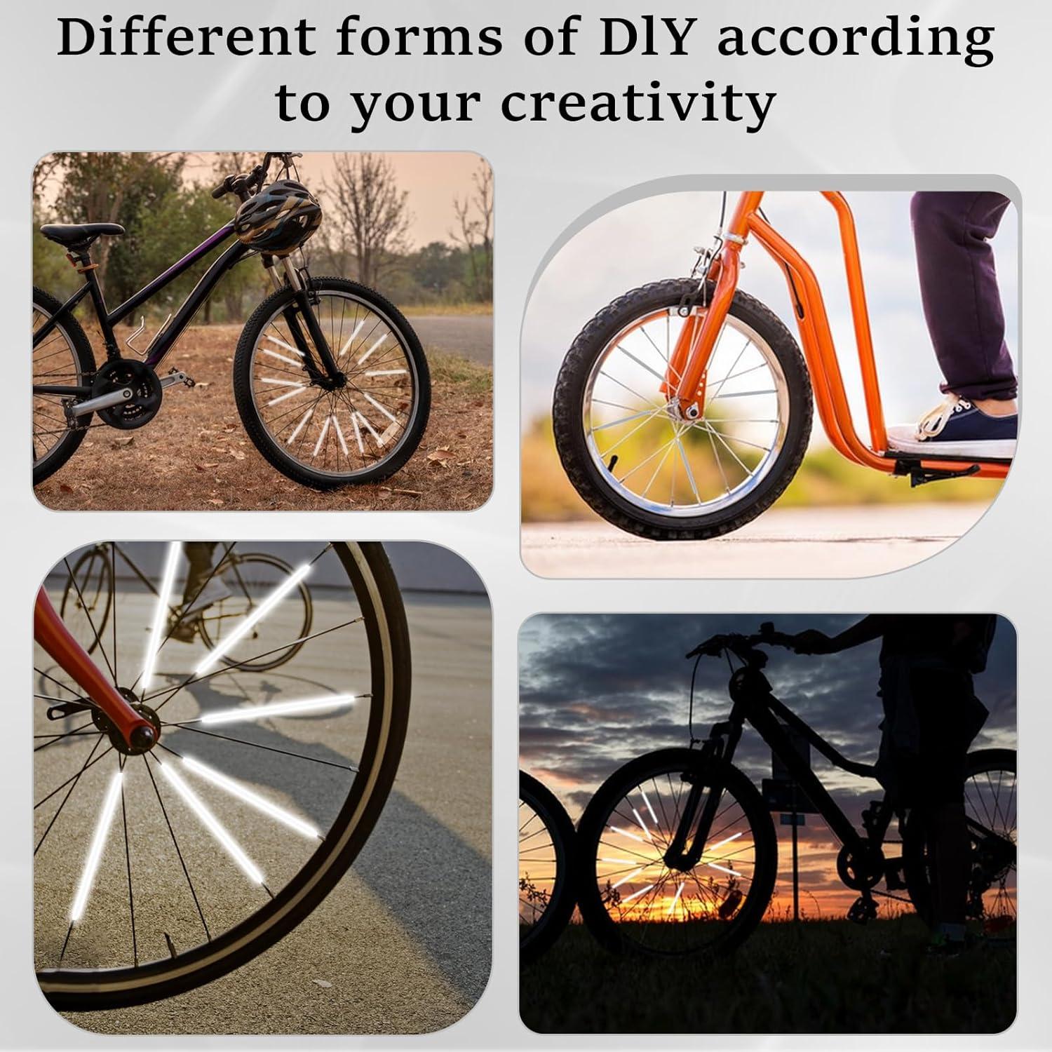 Bewudy 48PCS Reflectores para Radios de Bicicleta Gris Plateado