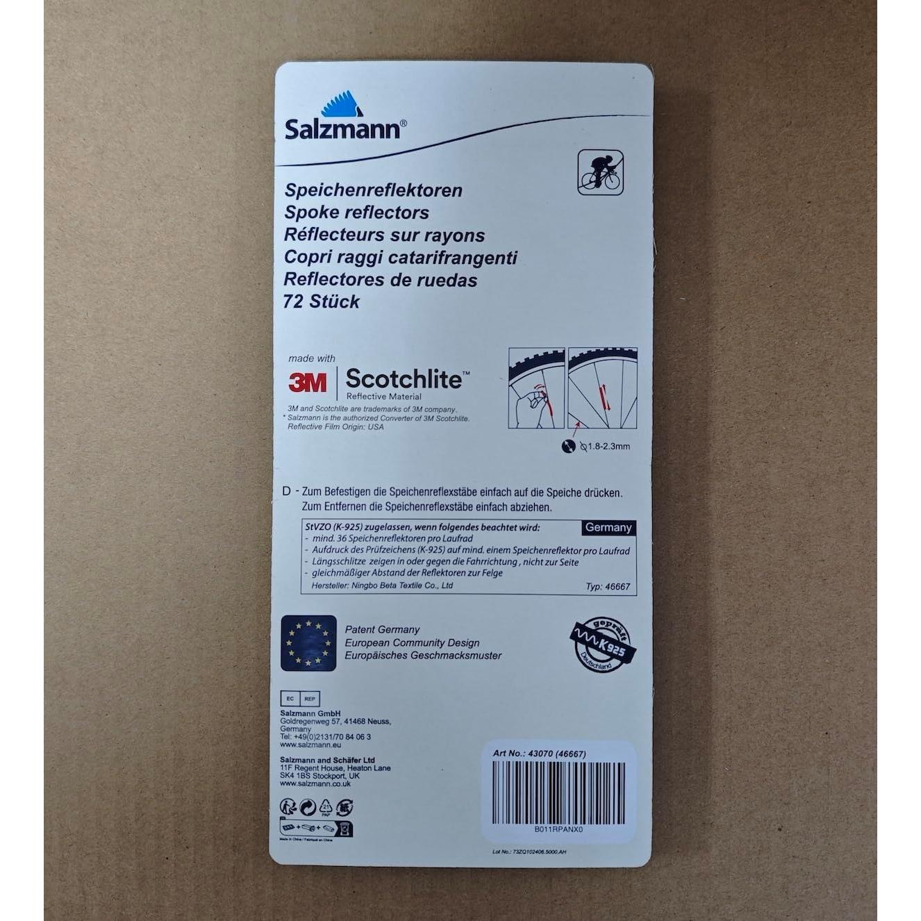 Reflectores de radios Salzmann 72 piezas 3M Scotchlite alta visibilidad