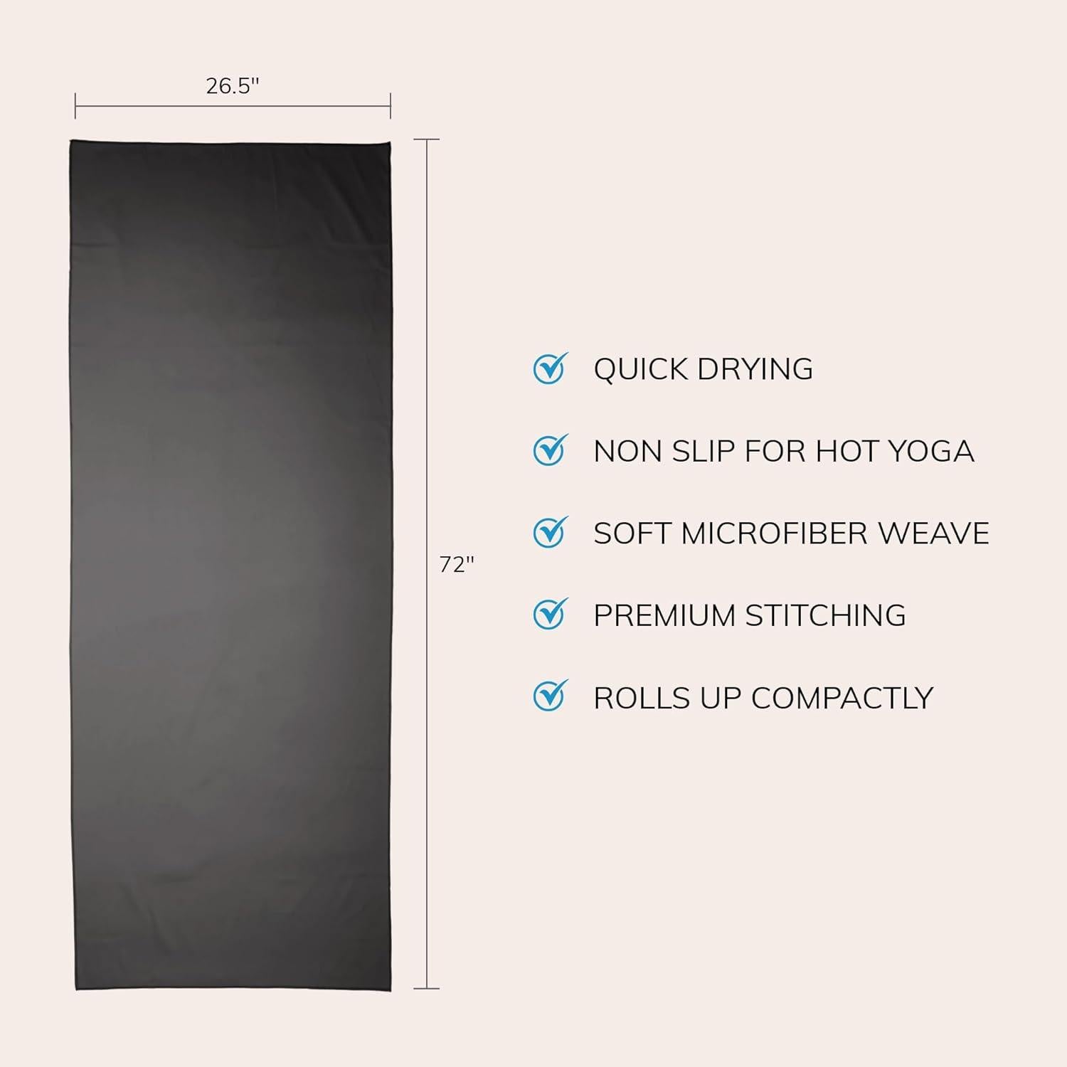 Toalla de Yoga Antideslizante Fittest Pro Microfibra 182x67 Gris