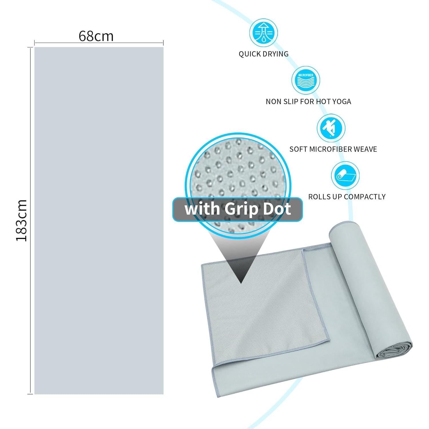 Toallas de Yoga Caliente MOONSMILE Antideslizantes 2 Piezas