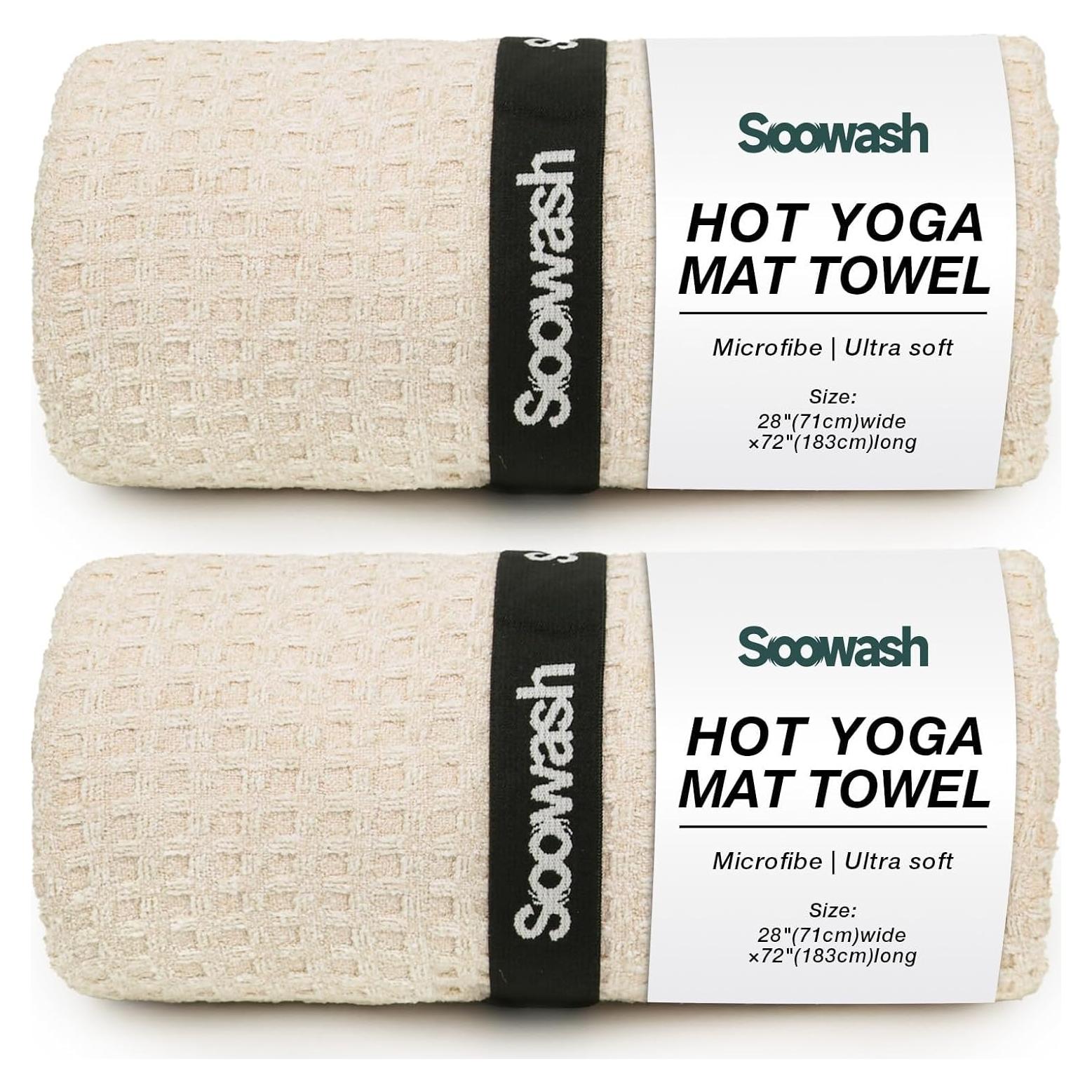 Toalla de Yoga Antideslizante SOOWASH 71x183 cm Beige 2 Pcs