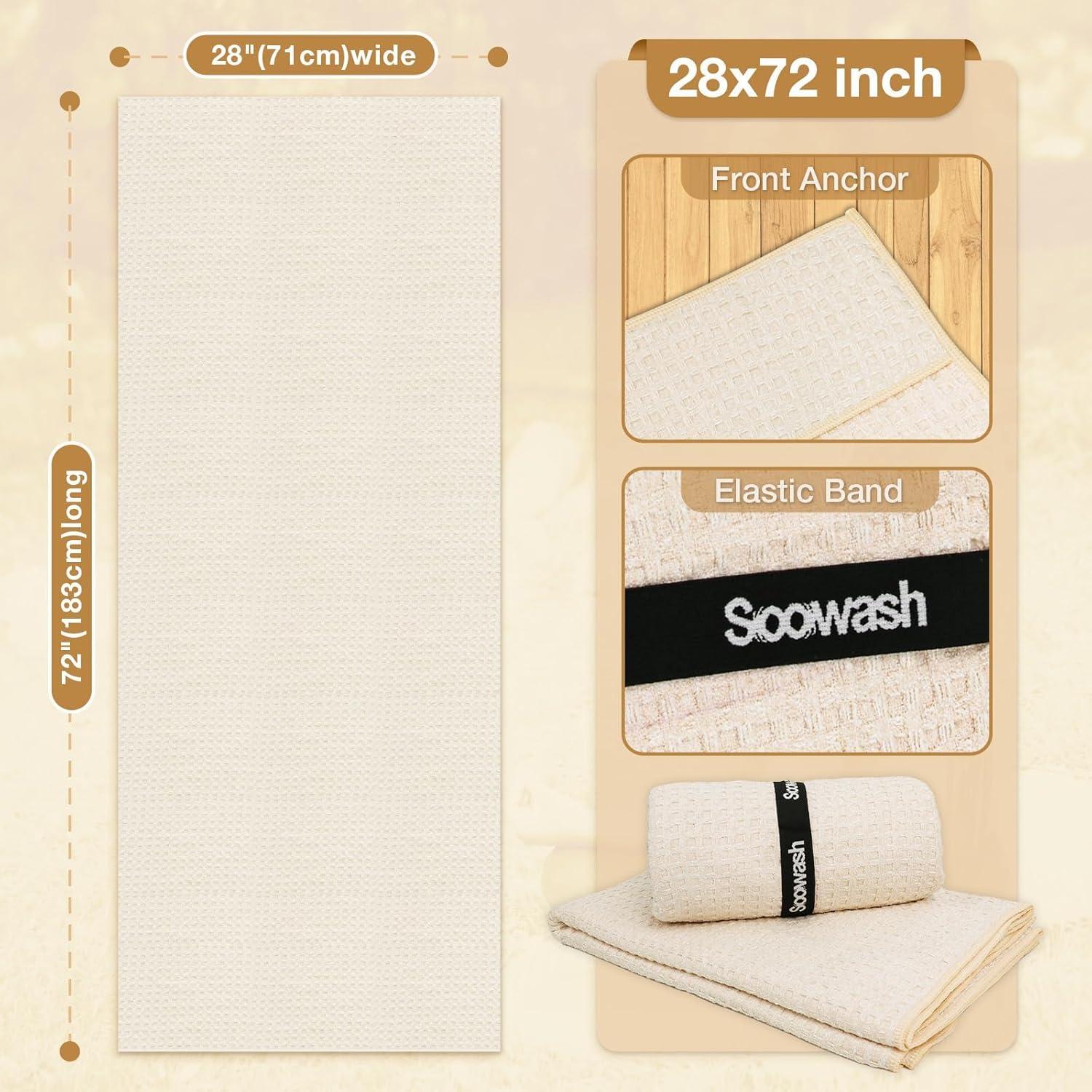 Toalla de Yoga Antideslizante SOOWASH 71x183 cm Beige 2 Pcs