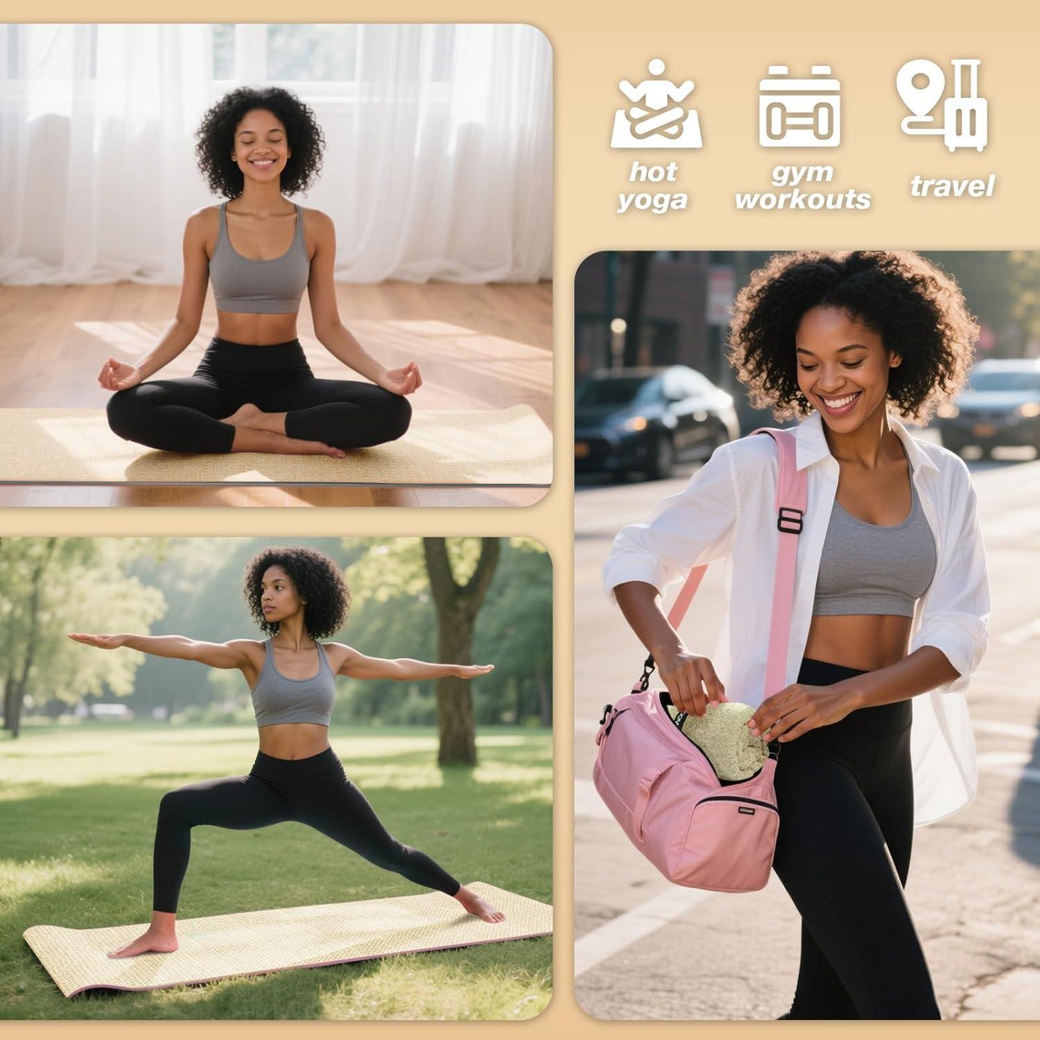 Toalla de Yoga Antideslizante SOOWASH 71x183 cm Beige 2 Pcs