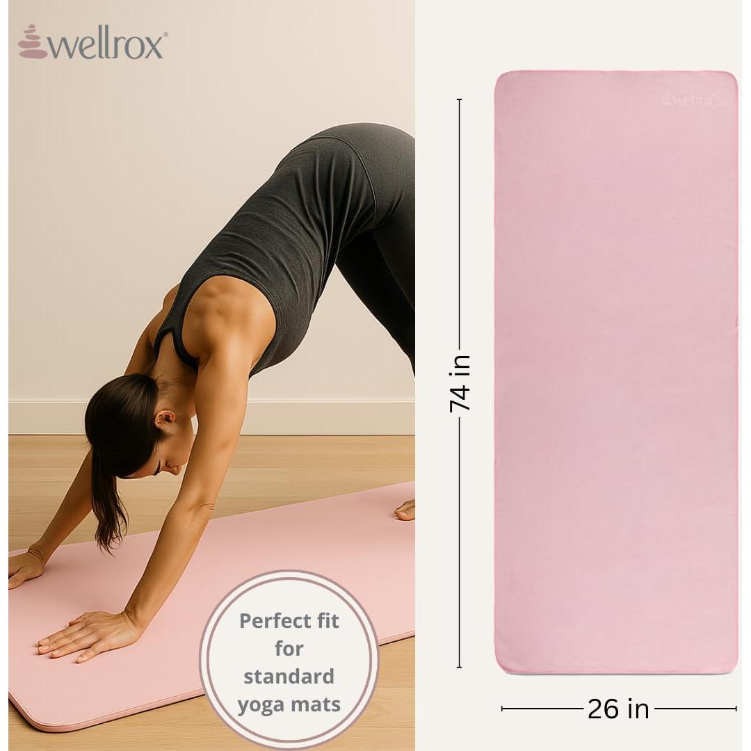 Toalla de Mat de Yoga Antideslizante Wellrox 187x66 cm Rosa