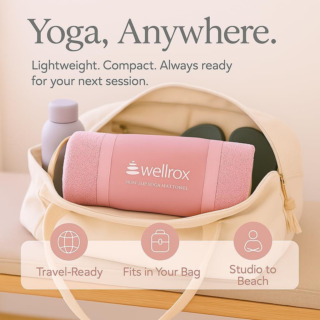 Toalla de Mat de Yoga Antideslizante Wellrox 187x66 cm Rosa