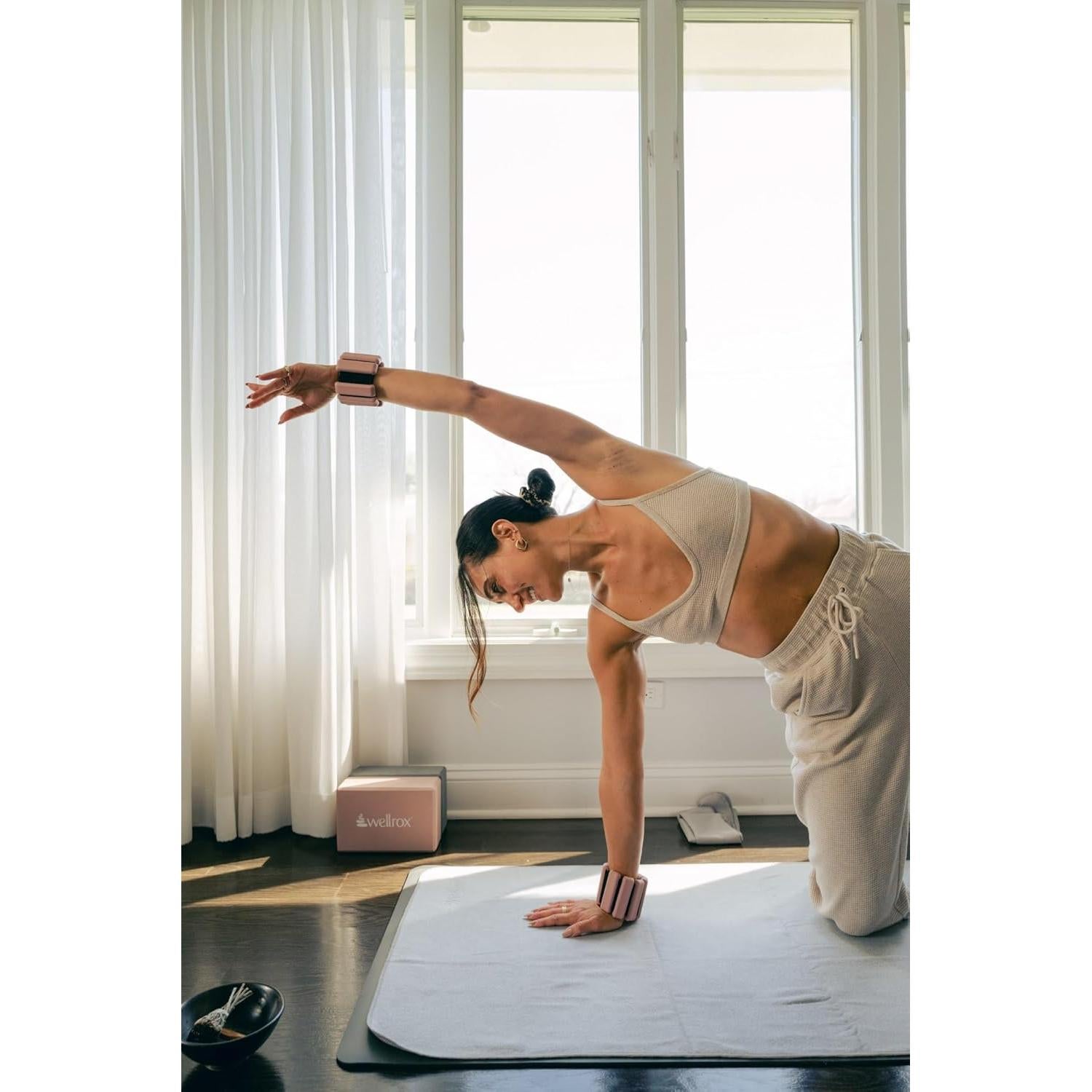 Toalla de Mat de Yoga Antideslizante Wellrox 187x66 cm Rosa