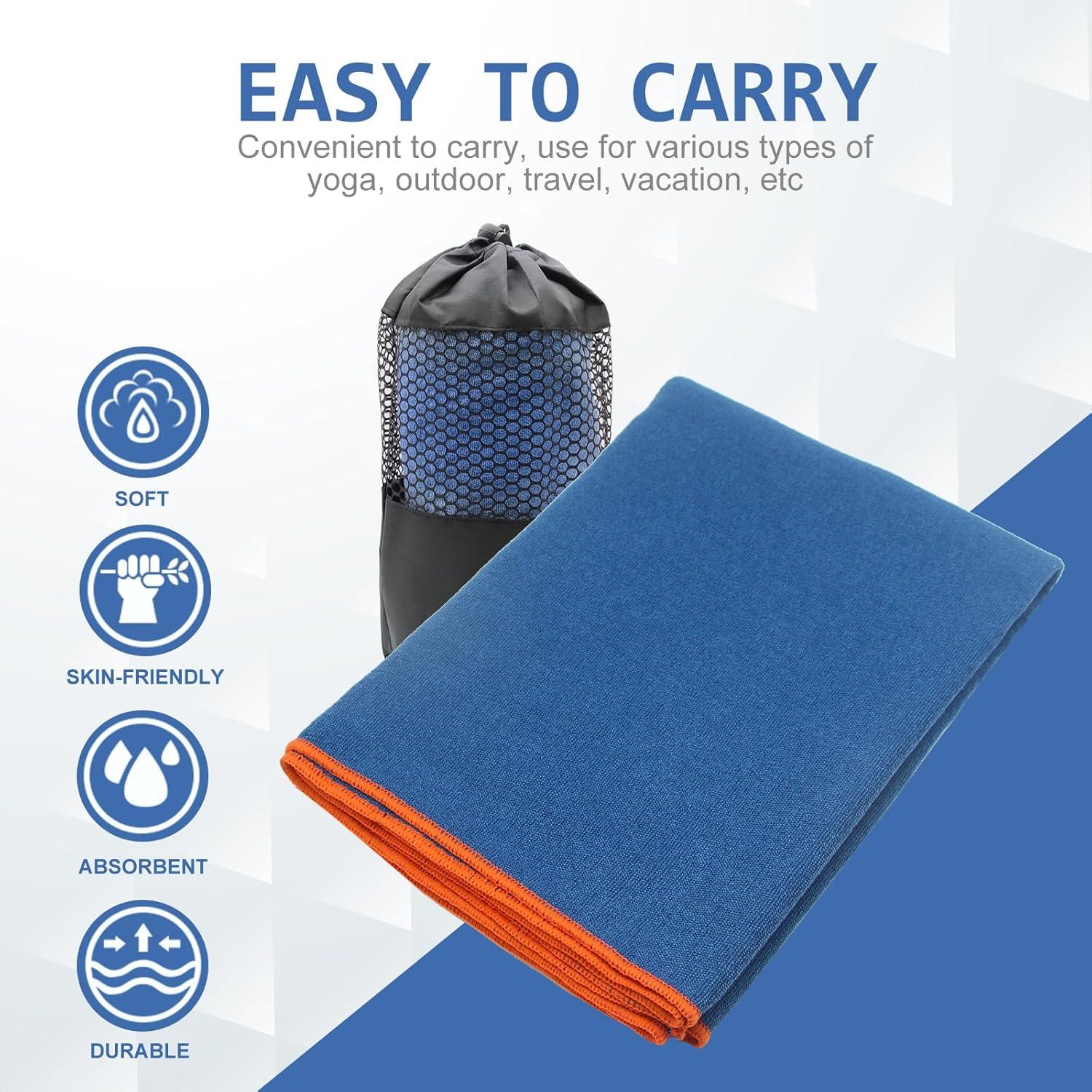 Toalla de Yoga Antideslizante Eunzel 2 Pack 182x61 cm Cian