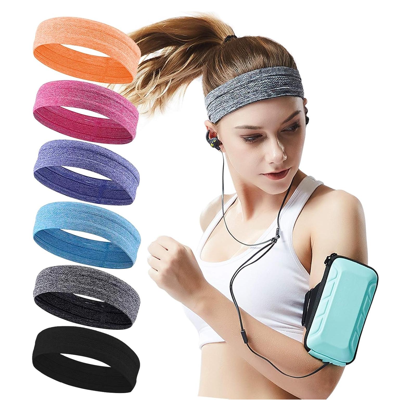 6 Pack Diademas Deportivas QiShang para Mujeres Antideslizantes