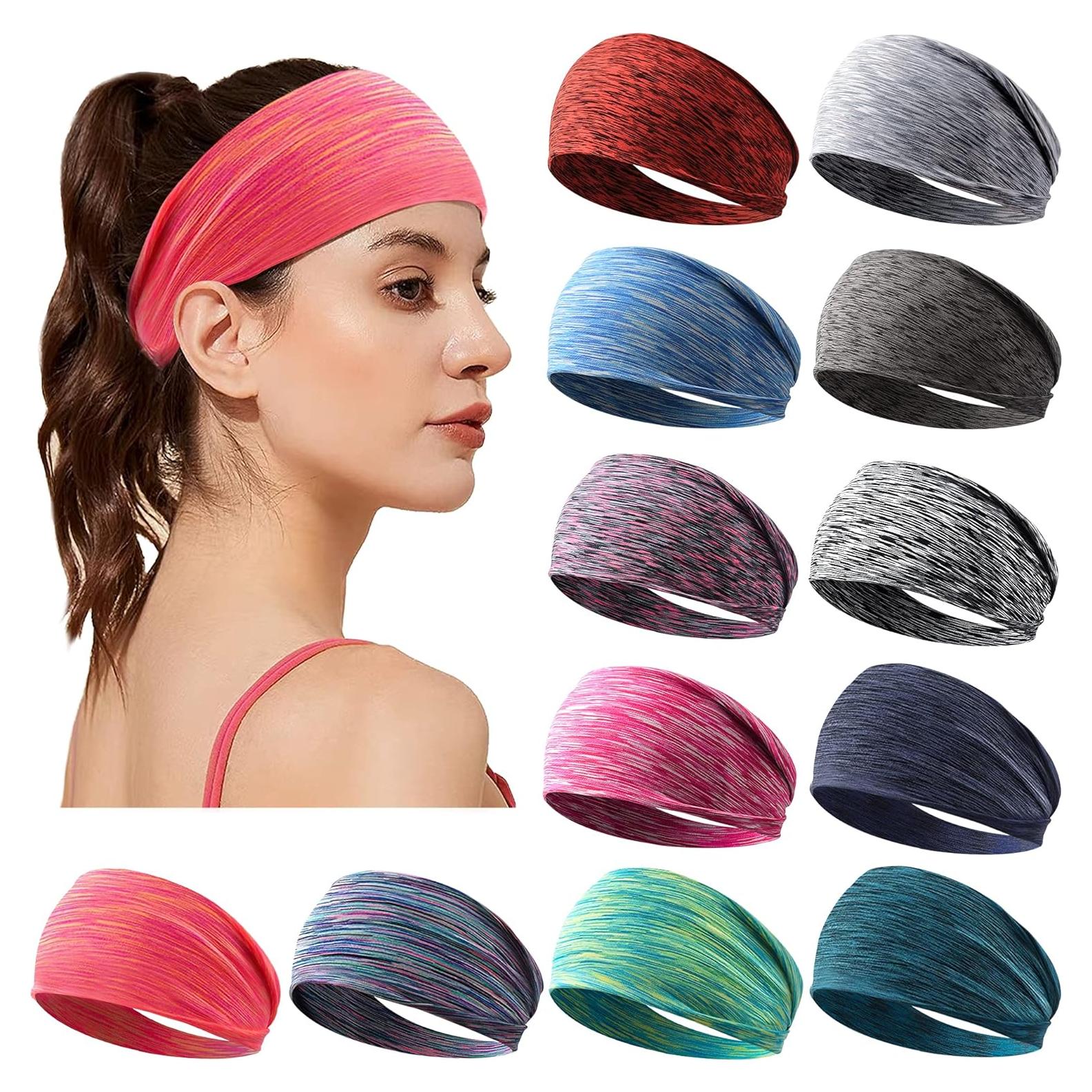 Bandas para el cabello deportivas Jesries - 12 unidades, rosa