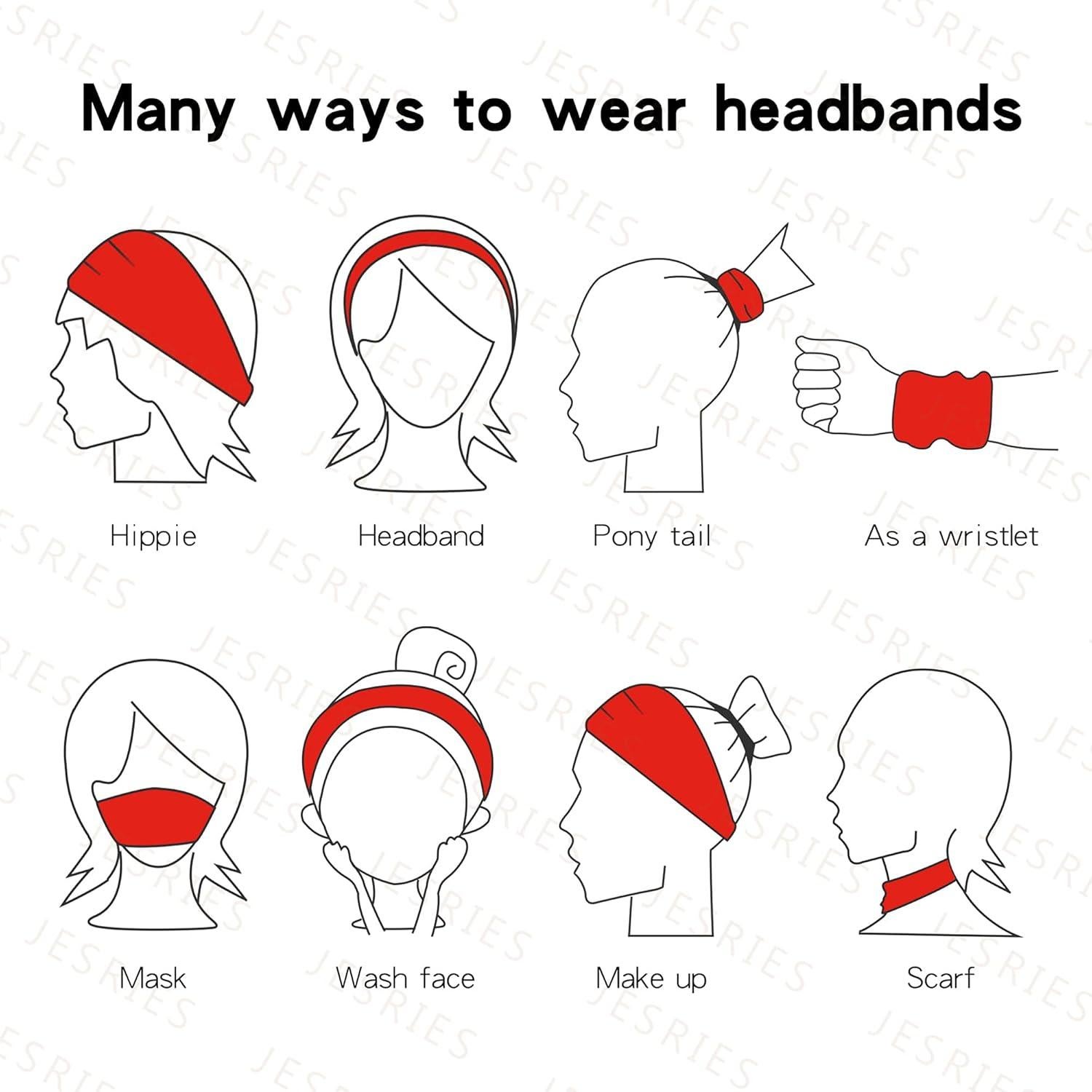 Bandas para el cabello deportivas Jesries - 12 unidades, rosa