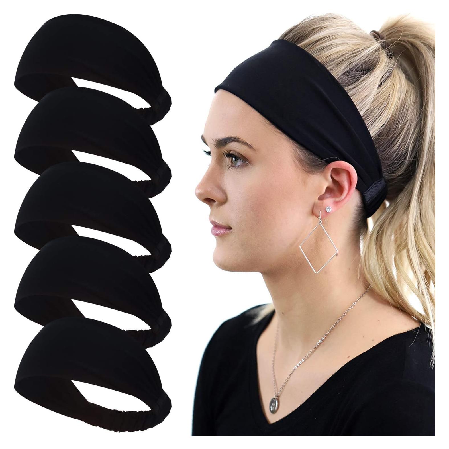 Cinta para el cabello Calbeing negra, talla única, absorción de sudor