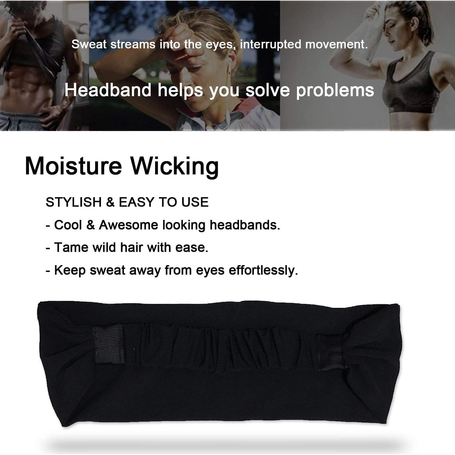 Cinta para el cabello Calbeing negra, talla única, absorción de sudor