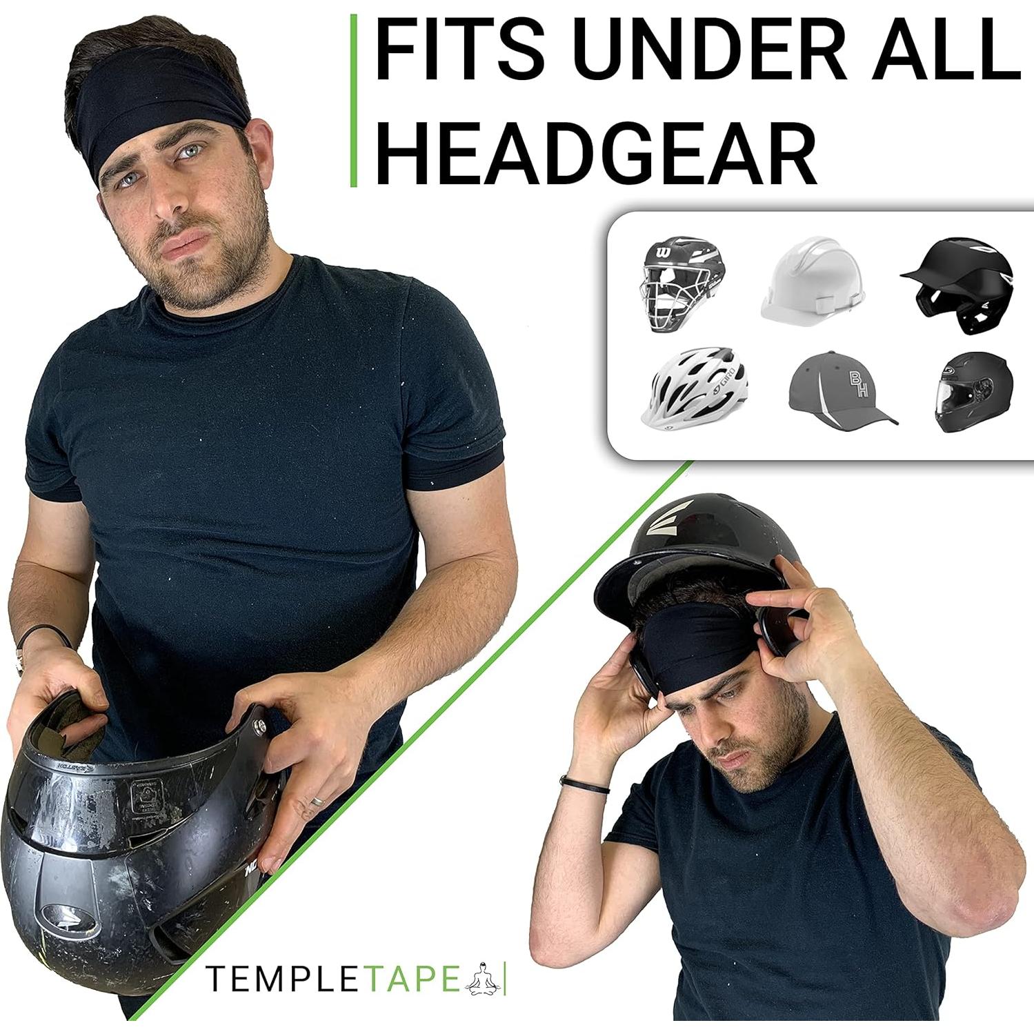 Banda de Sudor Unisex Temple Tape - 2 Pack Negro 10 cm