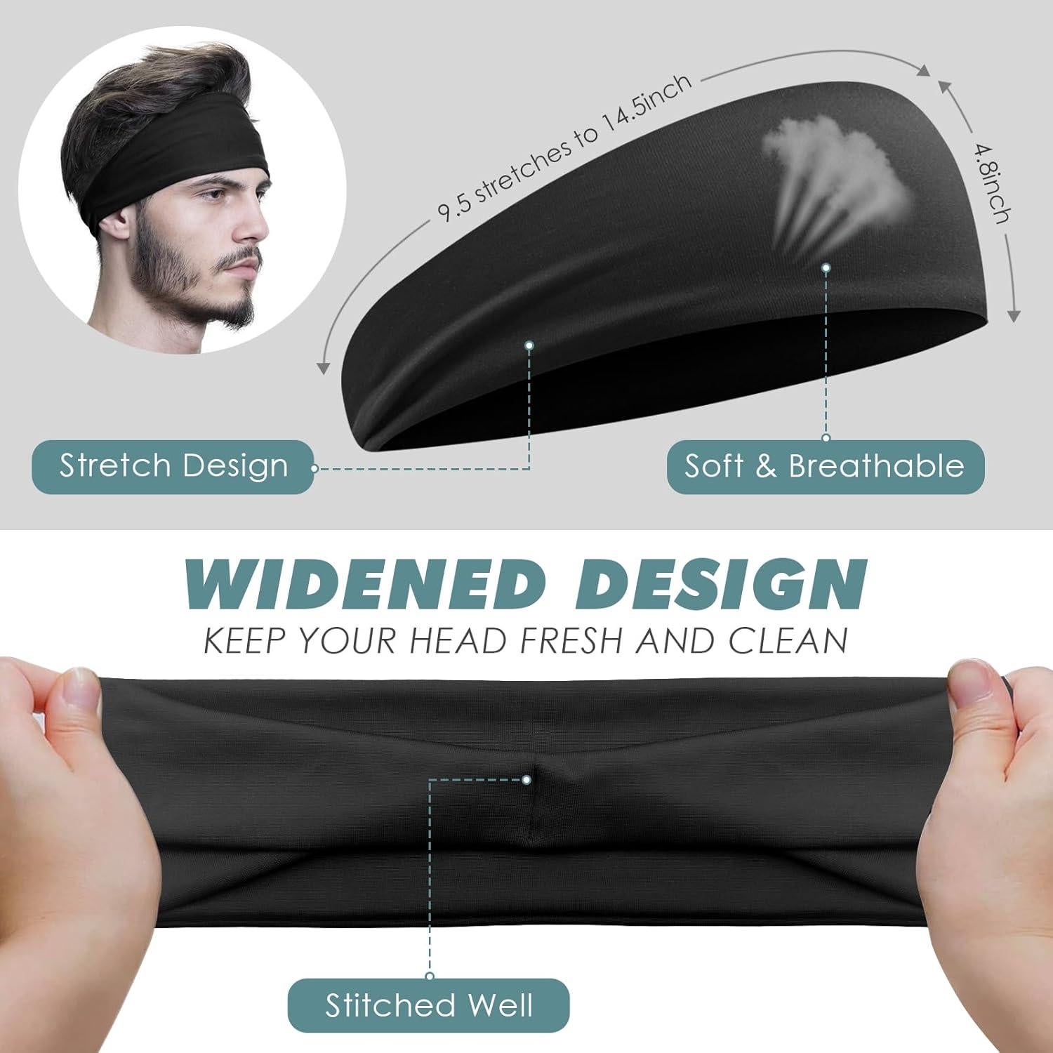 Cintas para el cabello Rokkibom 7 piezas para hombres - Sudor y deporte