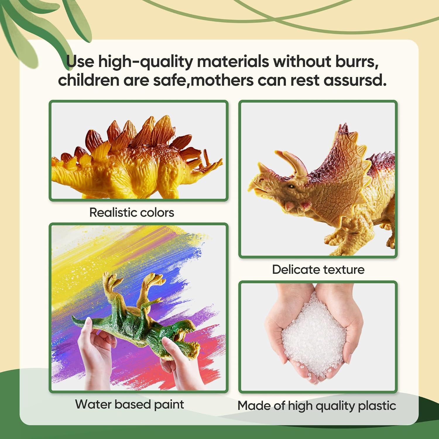 46PCS Dinosaur Toys,Realistic Jurassic Dinosaurs Figures PlaysetFor for Kids 3-5 Years, with Eggs&Trees&Fence mini Dinosaur Figures,Great Gifts for Girls and Boy Toddler Toy Animals Age-5-7.