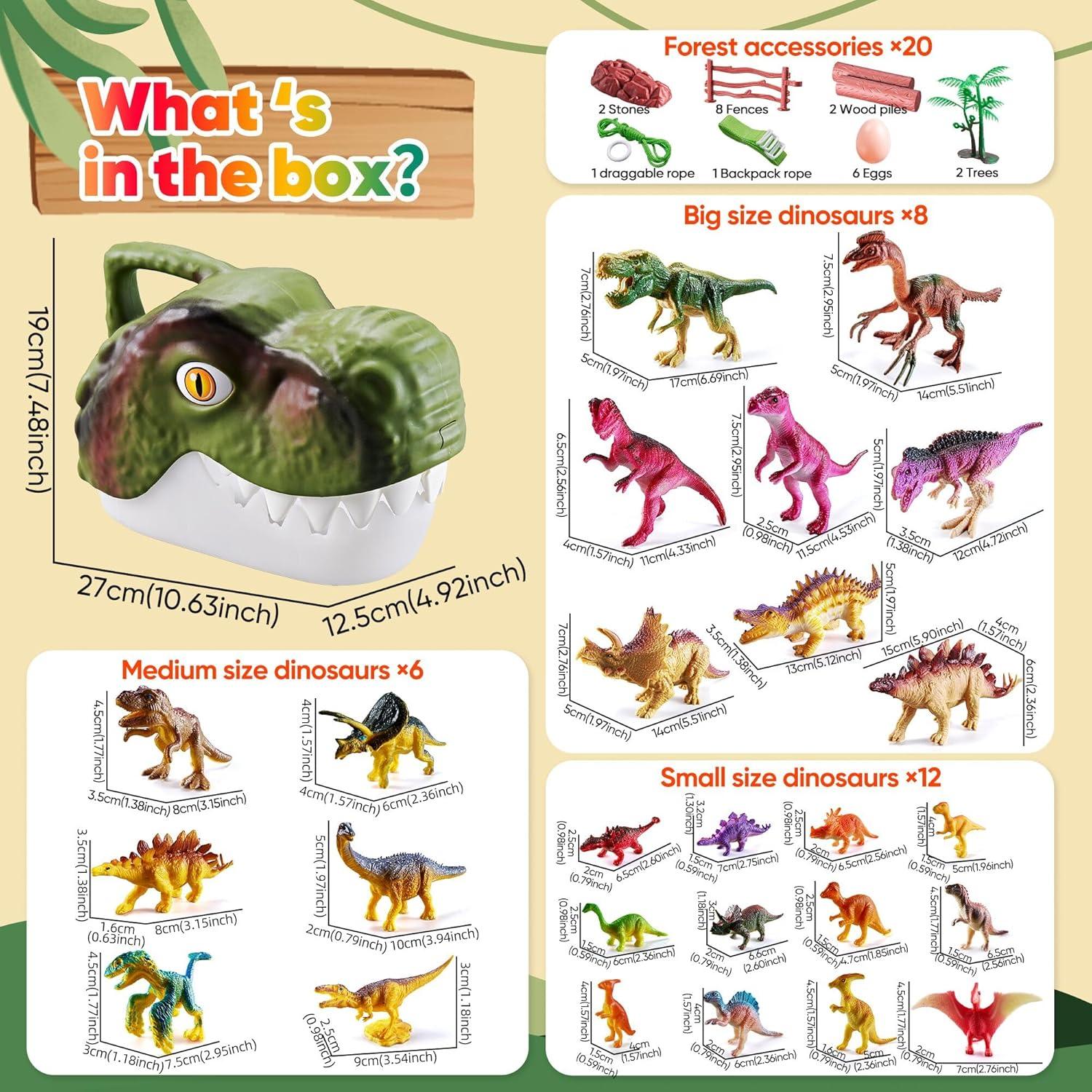 46PCS Dinosaur Toys,Realistic Jurassic Dinosaurs Figures PlaysetFor for Kids 3-5 Years, with Eggs&Trees&Fence mini Dinosaur Figures,Great Gifts for Girls and Boy Toddler Toy Animals Age-5-7.