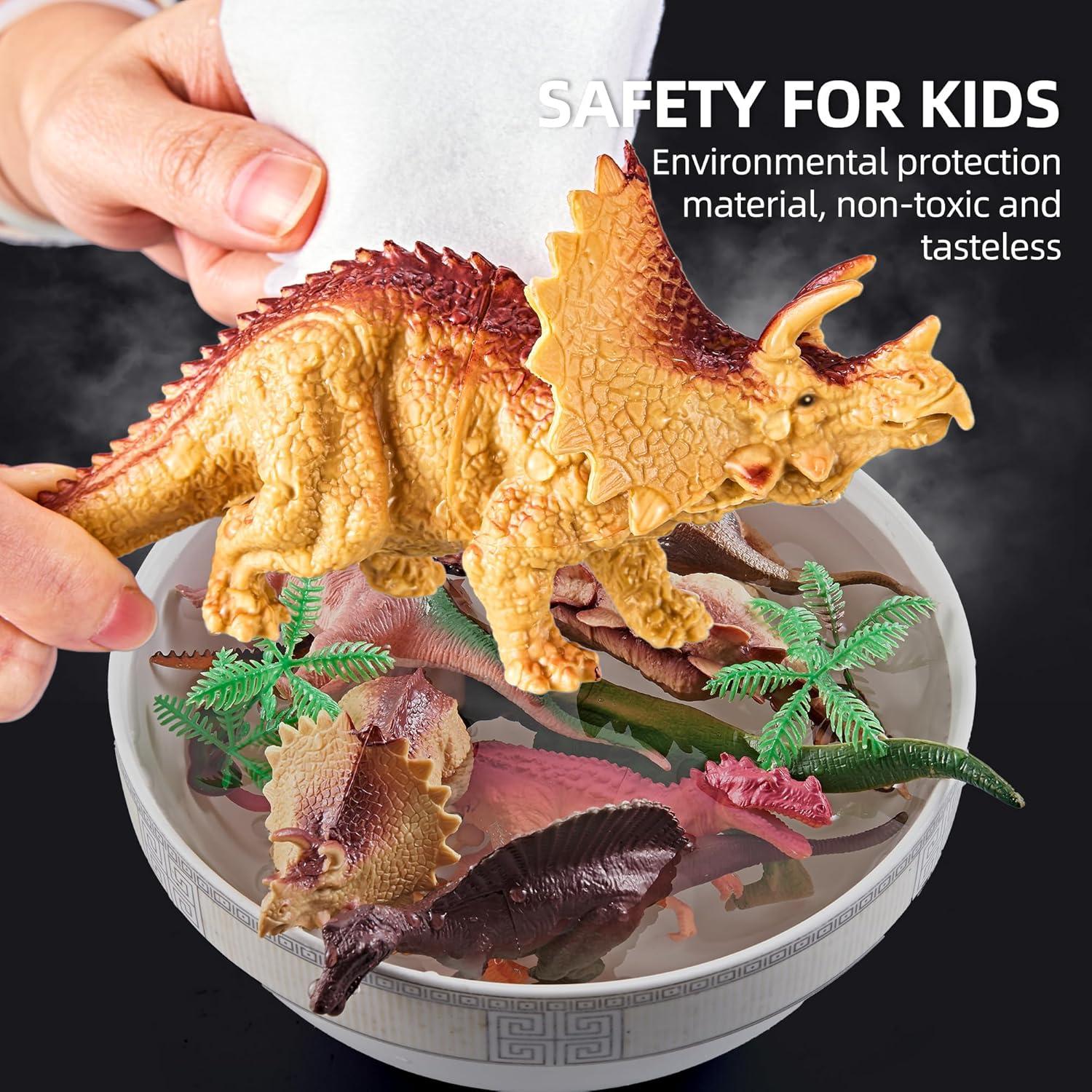 46PCS Dinosaur Toys,Realistic Jurassic Dinosaurs Figures PlaysetFor for Kids 3-5 Years, with Eggs&Trees&Fence mini Dinosaur Figures,Great Gifts for Girls and Boy Toddler Toy Animals Age-5-7.