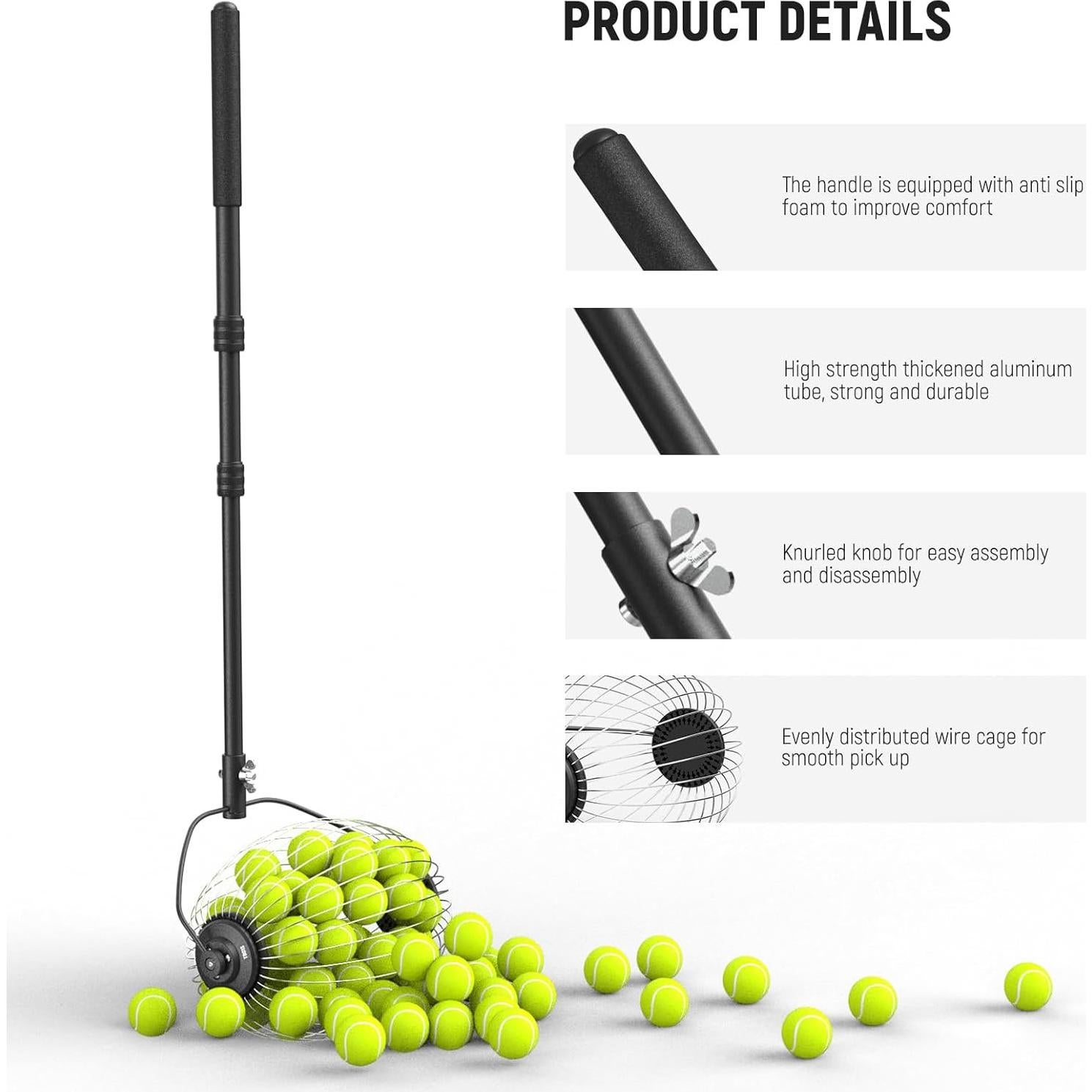 Recogedor de Pelotas de Tenis NEEWER TB01S Ajustable 30-58cm