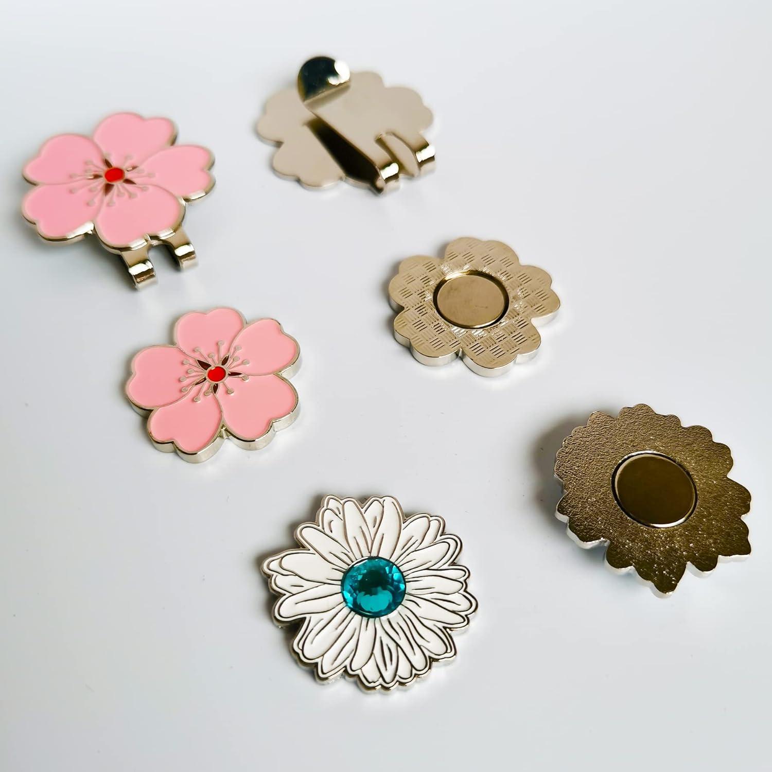 Conjunto de Marcadores de Golf Magnéticos Eshan y Clip Flor