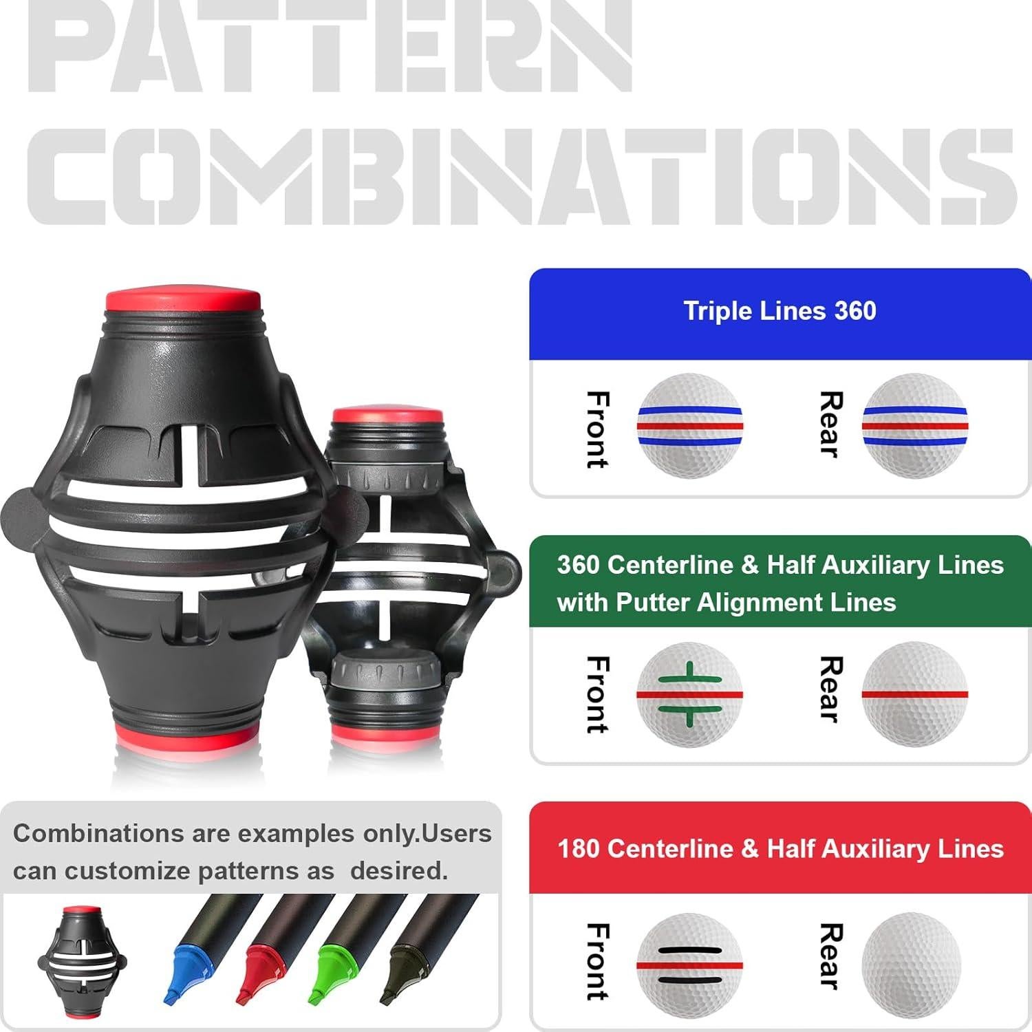 Marcador de Pelotas de Golf OlibaDu Triple Línea 360°