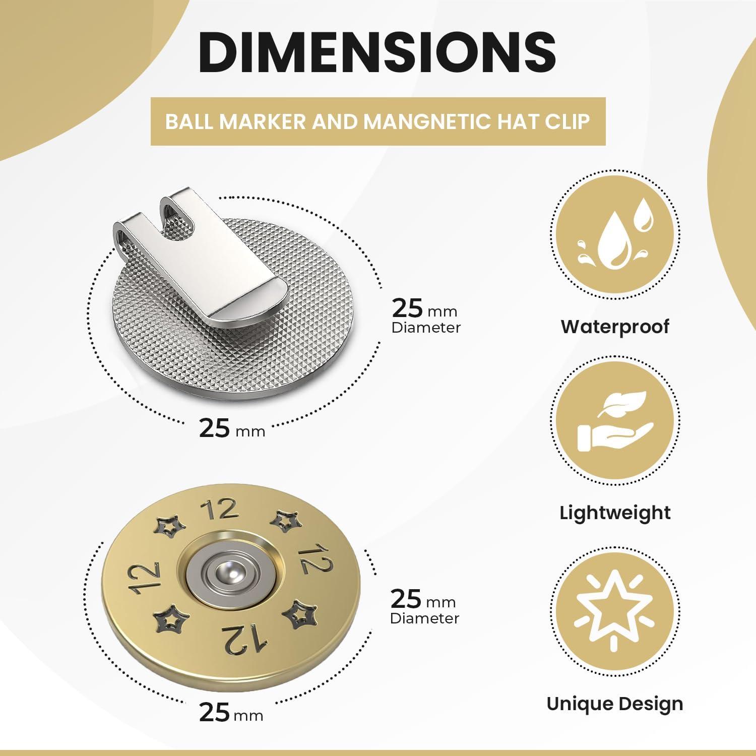 Marcador de Bola de Golf K9King con Clip Magnético - 12 Gauge