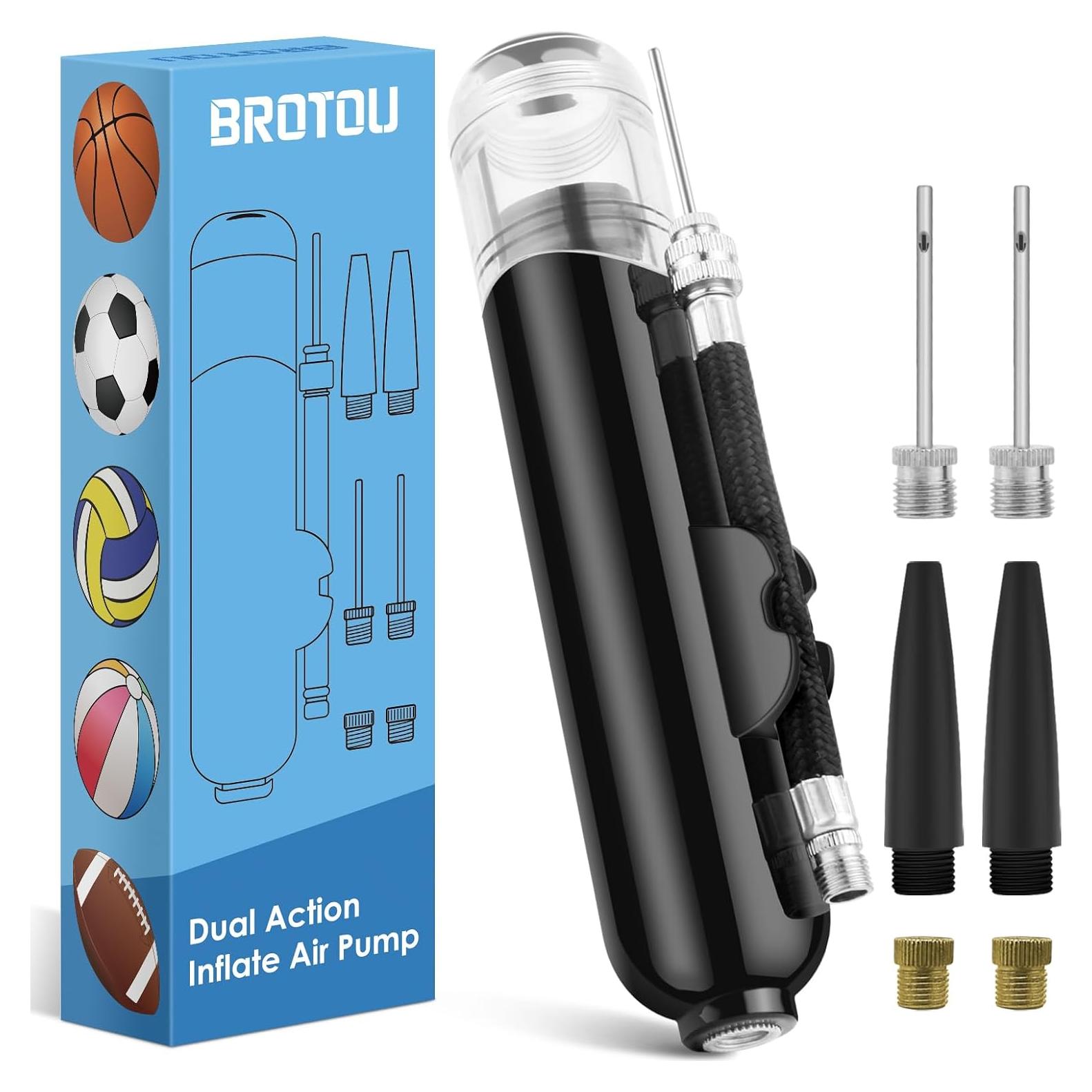 Bomba de Pelotas Manual BROTOU Doble Acción con Accesorios