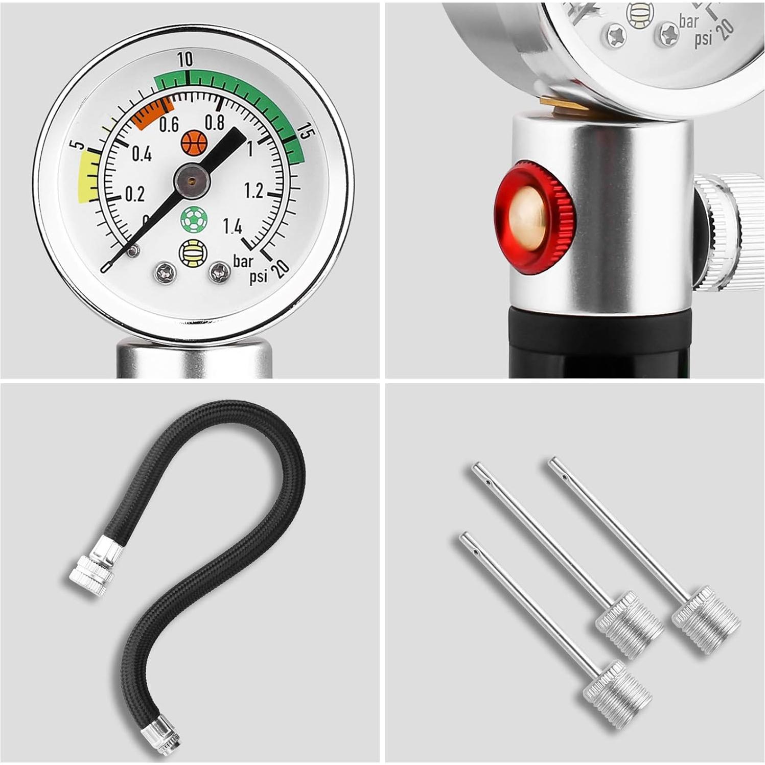 Bomba de aire manual eBall con manómetro para balones deportivos