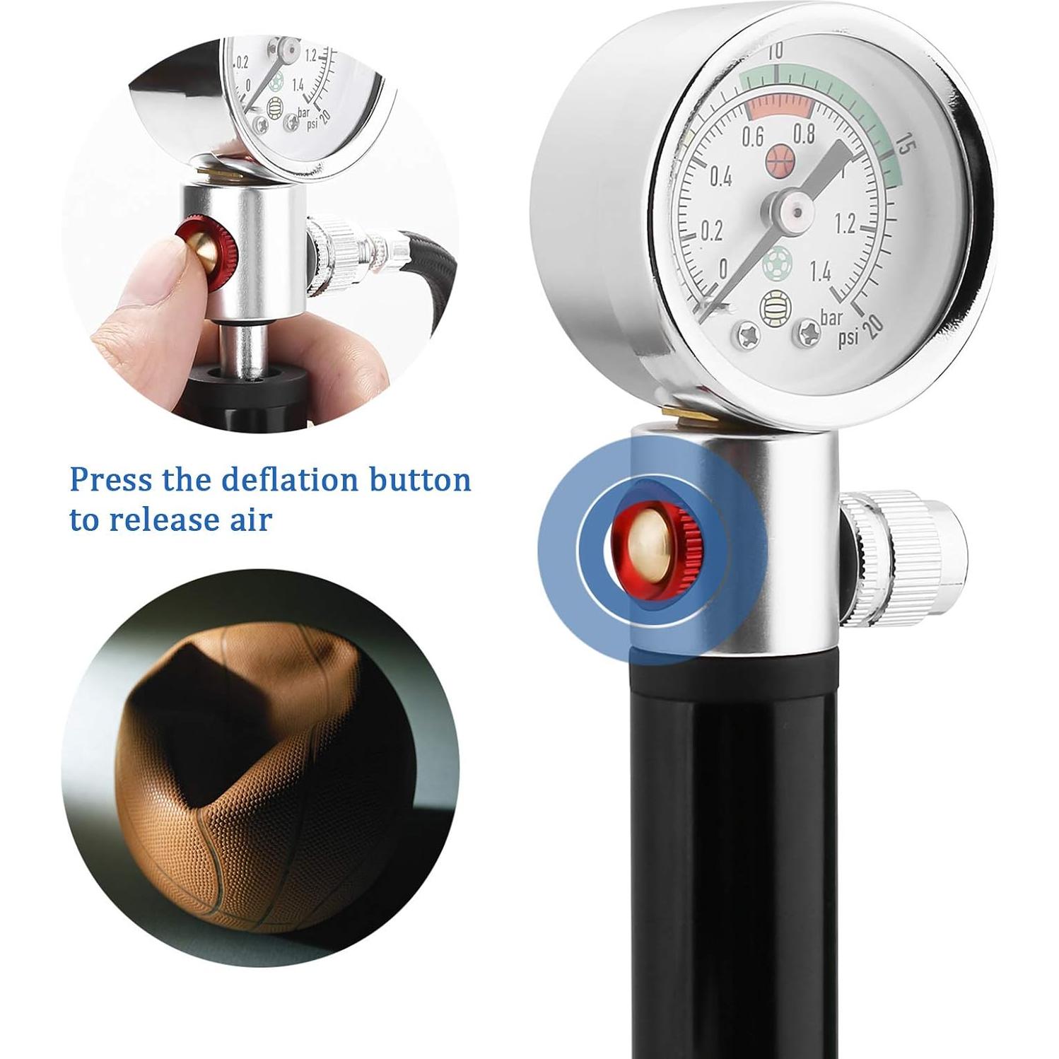 Bomba de aire manual eBall con manómetro para balones deportivos
