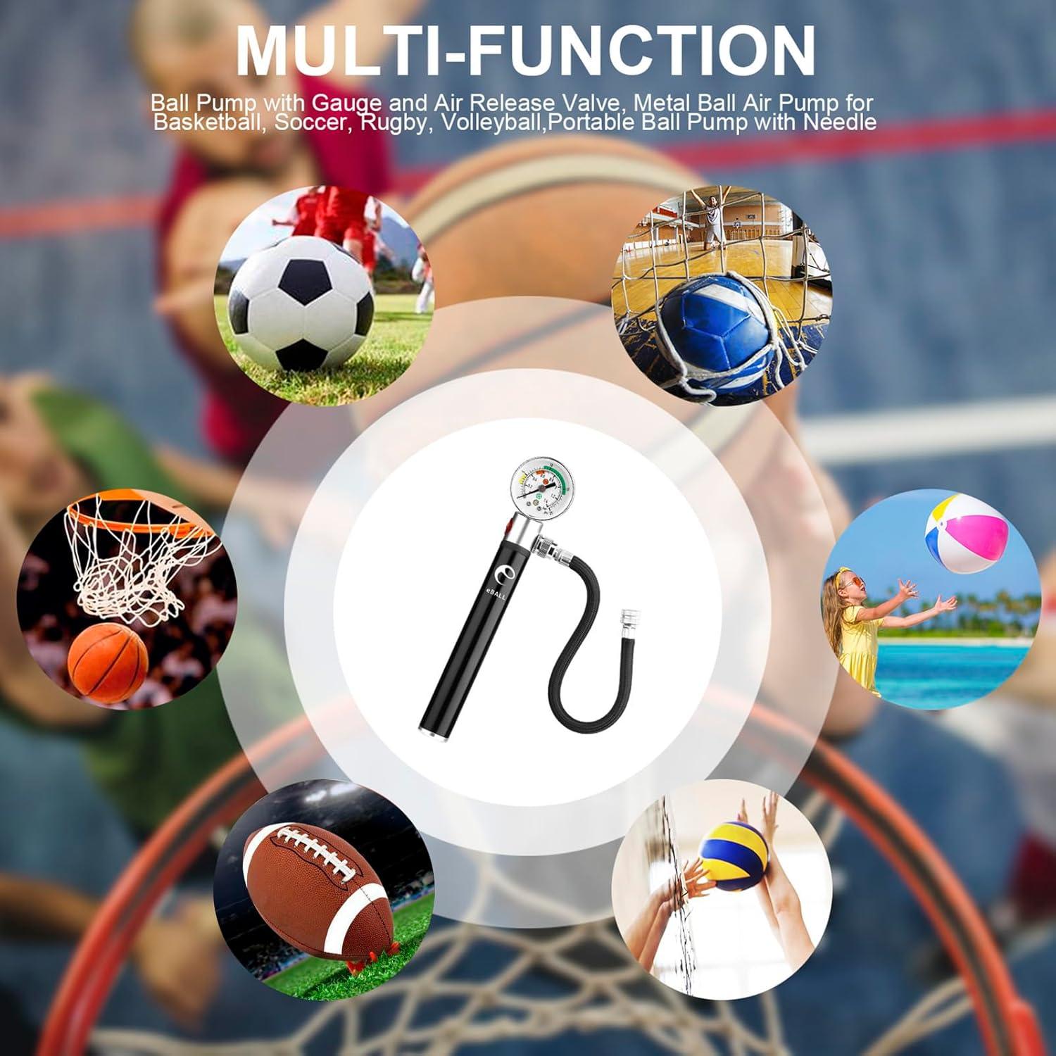 Bomba de aire manual eBall con manómetro para balones deportivos