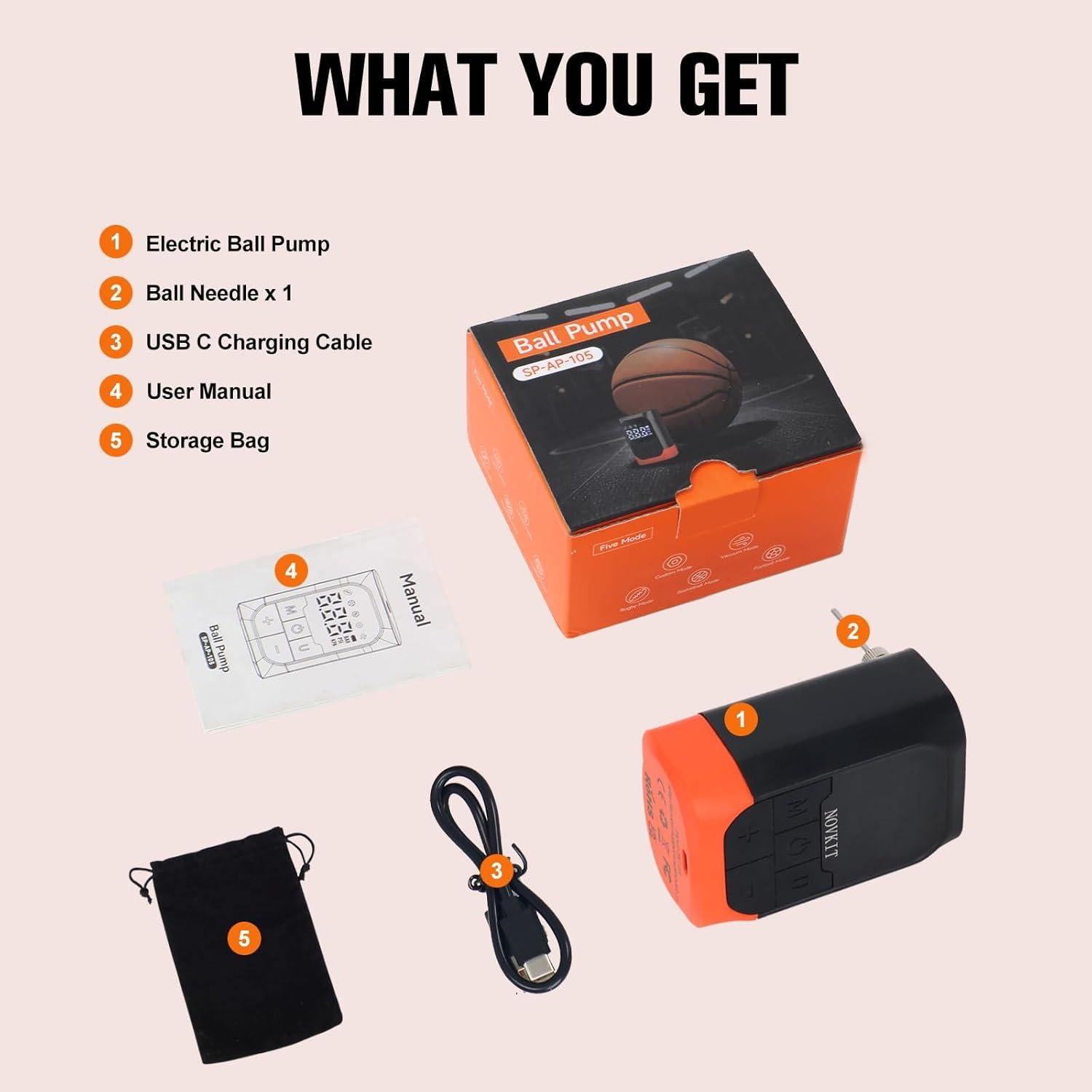 Bomba de Pelotas Eléctrica NOVKIT SP-AP-105 6.5 L/min