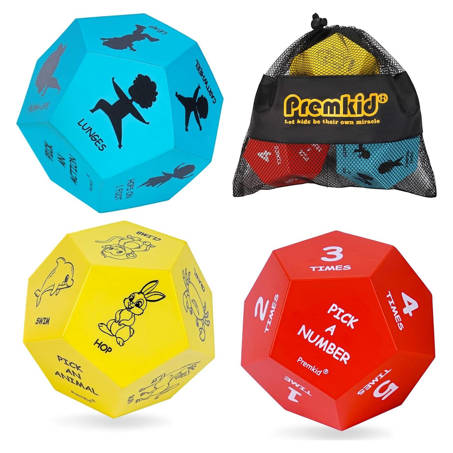 Dados de Ejercicio Gigantes Premkid para Niños - 12 Caras - 388g