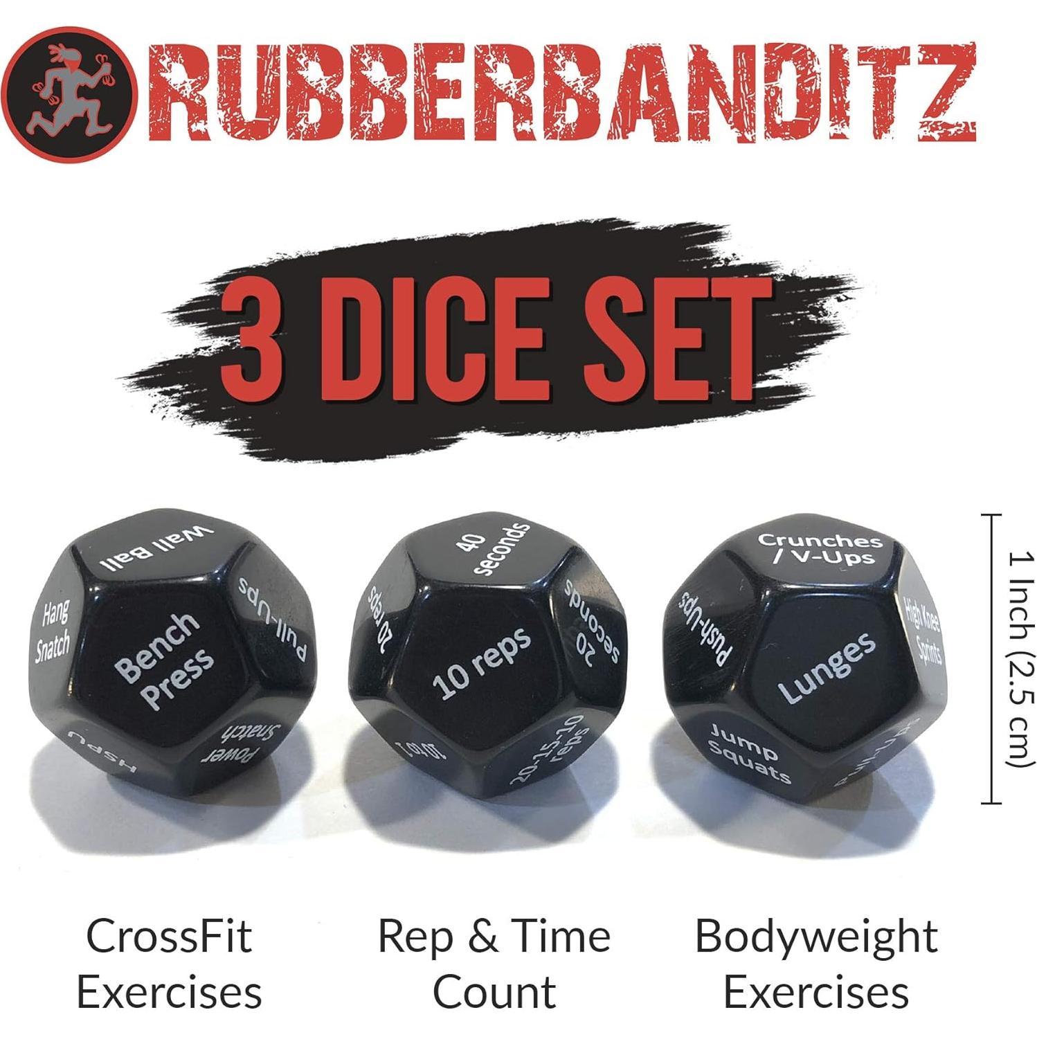 Dados de Ejercicio Rubberbanditz - Set de 3 para Fitness