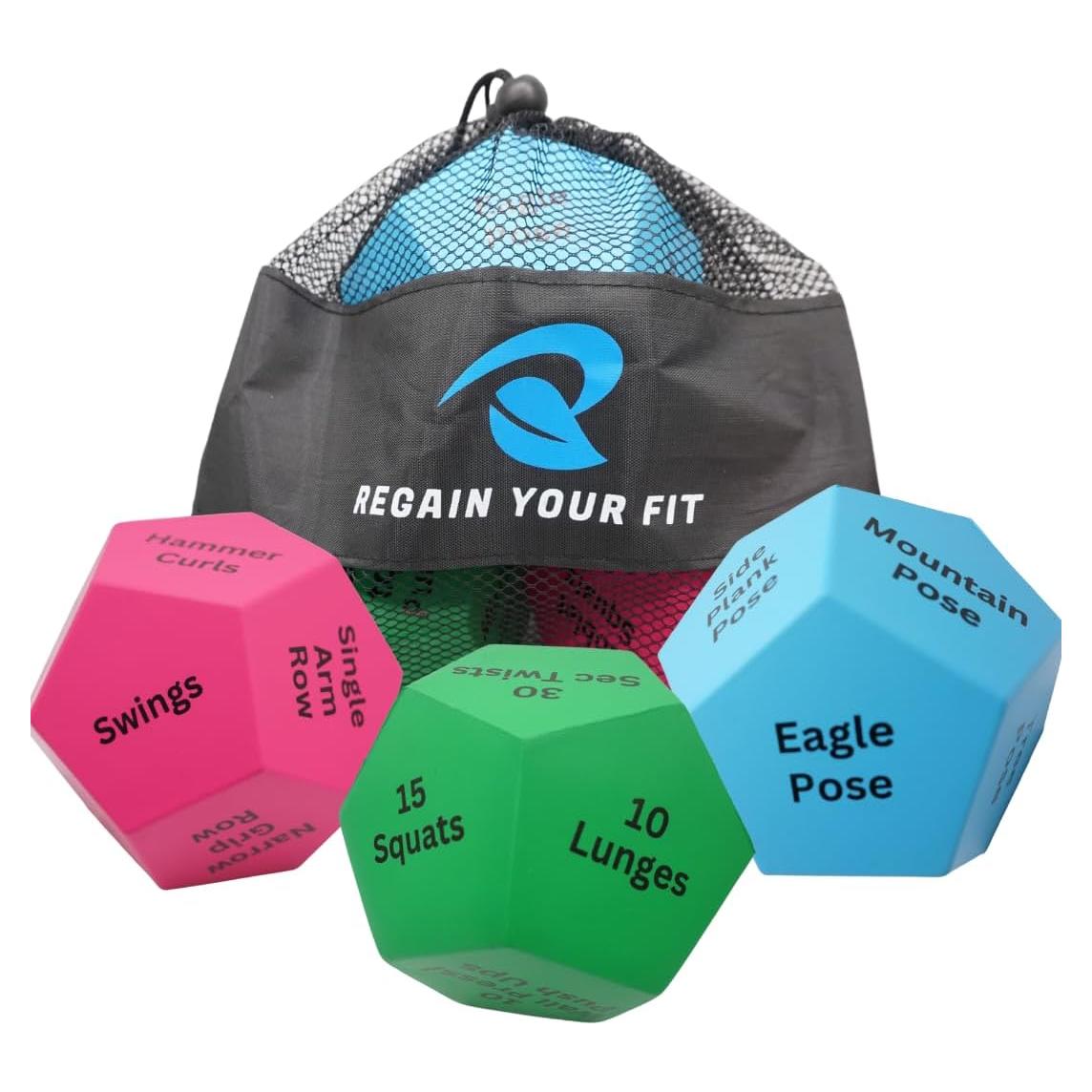 Set de 3 Dados de Fitness para Adultos Mayores - Recupera Tu Forma