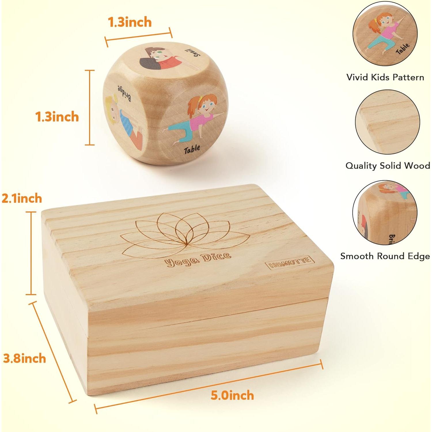 Juego de Dados de Yoga de Madera Homotte para Niños y Principiantes
